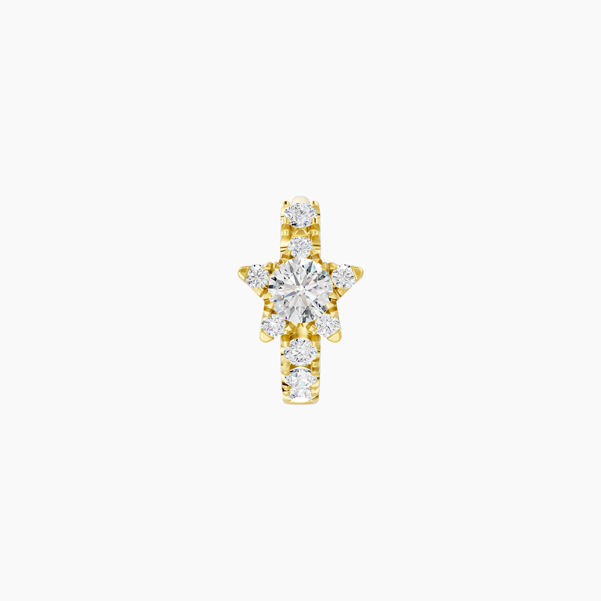 Asteria | 18k Yellow Gold 5 mm Star Diamond Hoop Piercing
