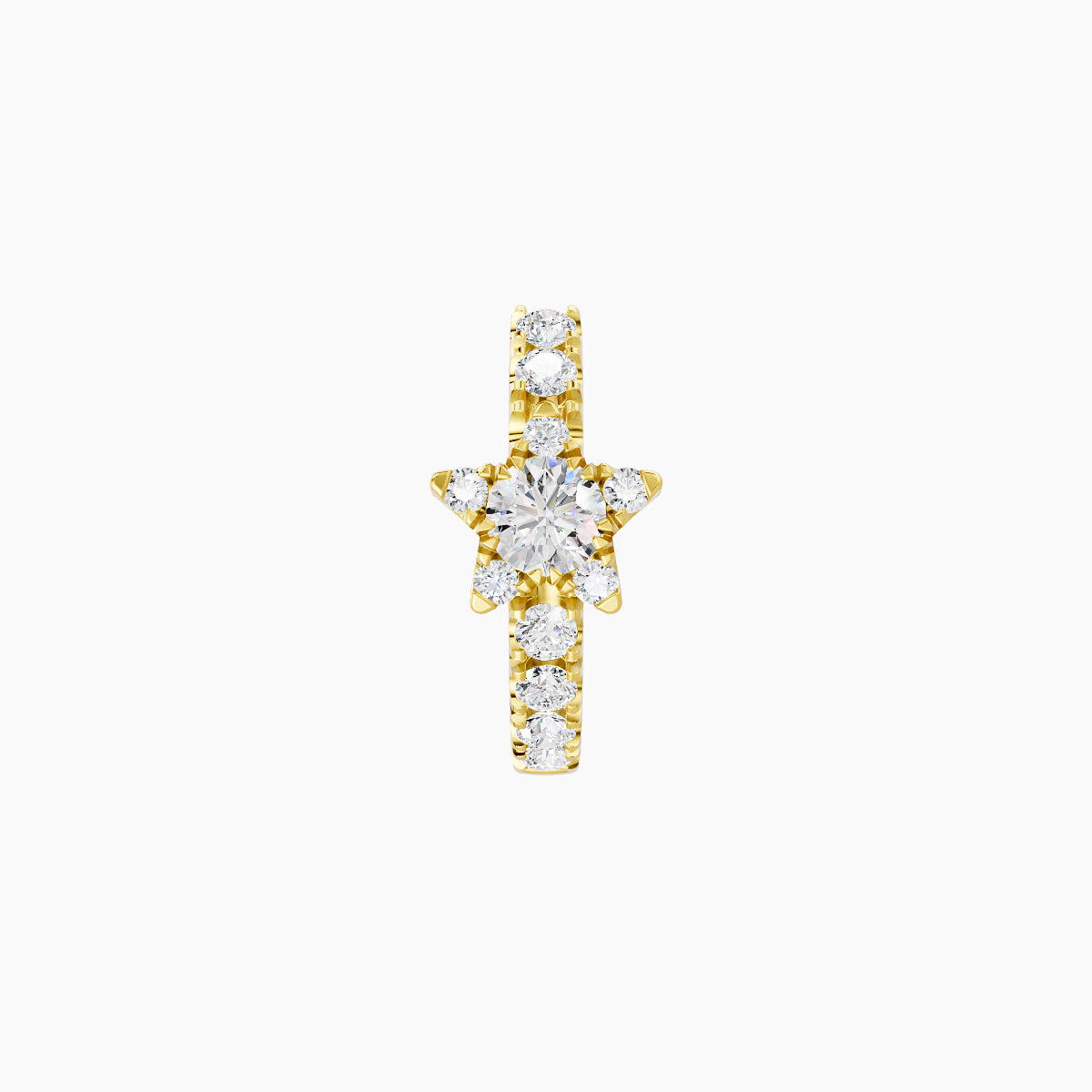 Asteria | 18k Yellow Gold 6.5 mm Star Diamond Hoop Piercing