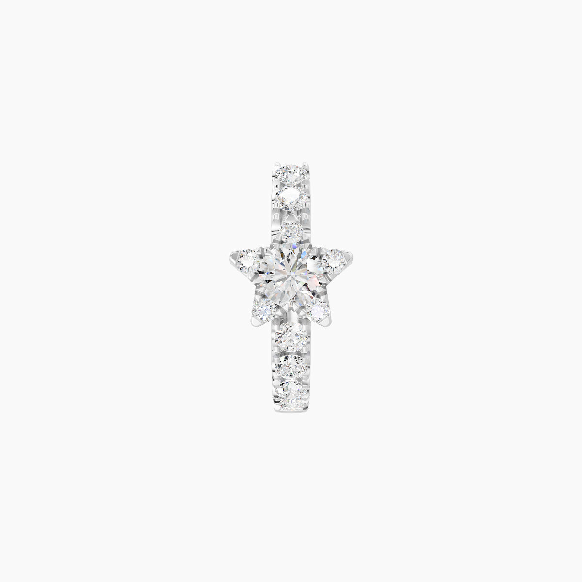 Asteria | 18k White Gold 6.5 mm Star Diamond Nose Ring Piercing