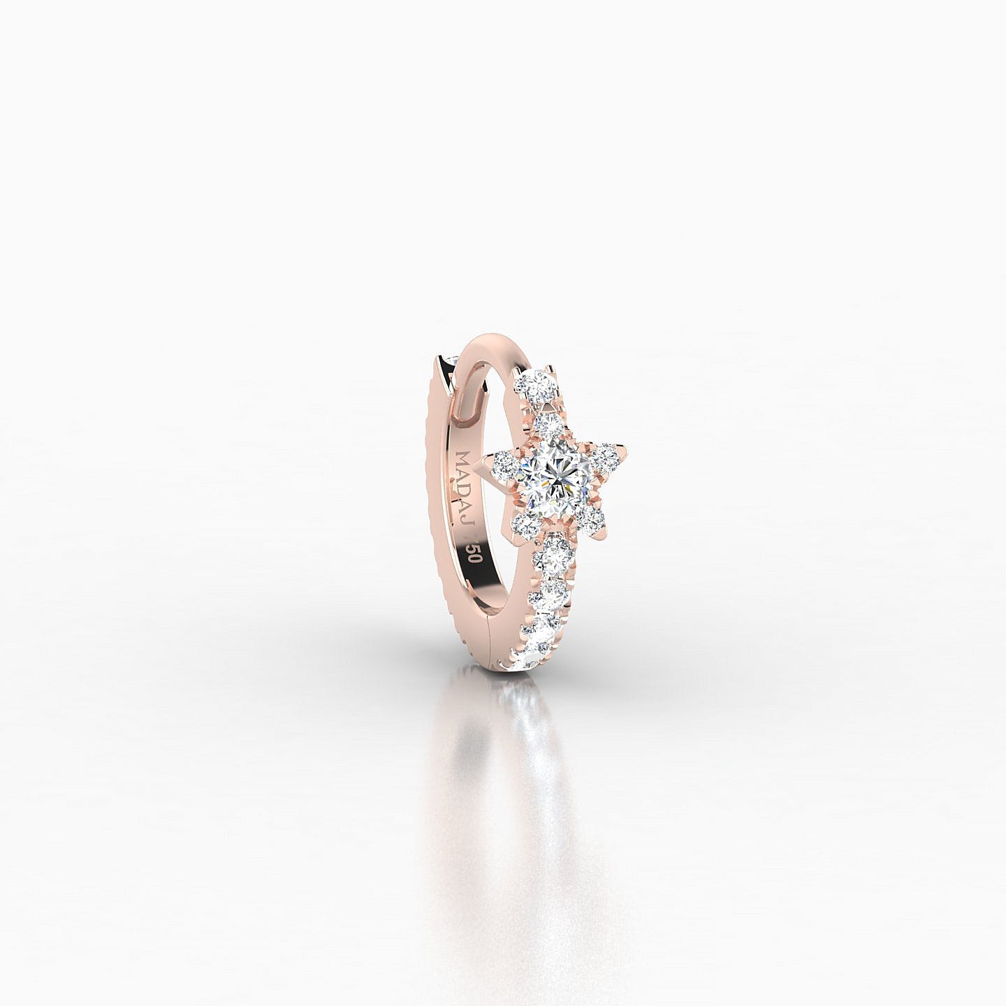 Asteria | 18k Rose Gold 6.5 mm Star Diamond Nose Ring Piercing