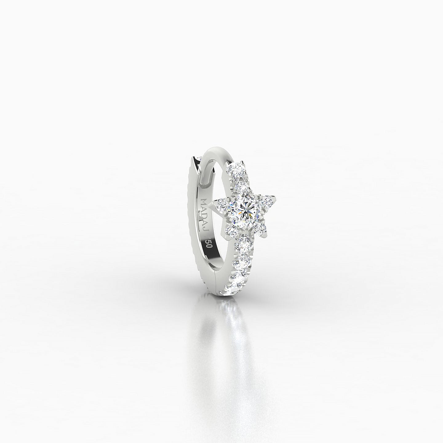 Asteria | 18k White Gold 6.5 mm Star Diamond Nose Ring Piercing