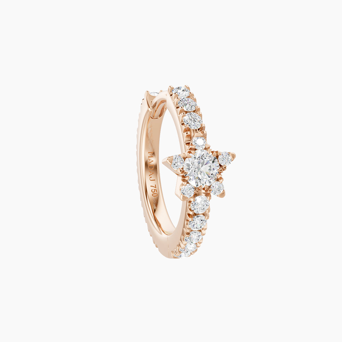 Asteria | 18k Rose Gold 8 mm Star Diamond Hoop Piercing