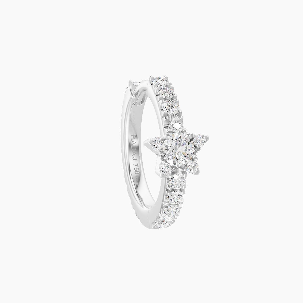 Asteria | 18k White Gold 8 mm Star Diamond Hoop Piercing
