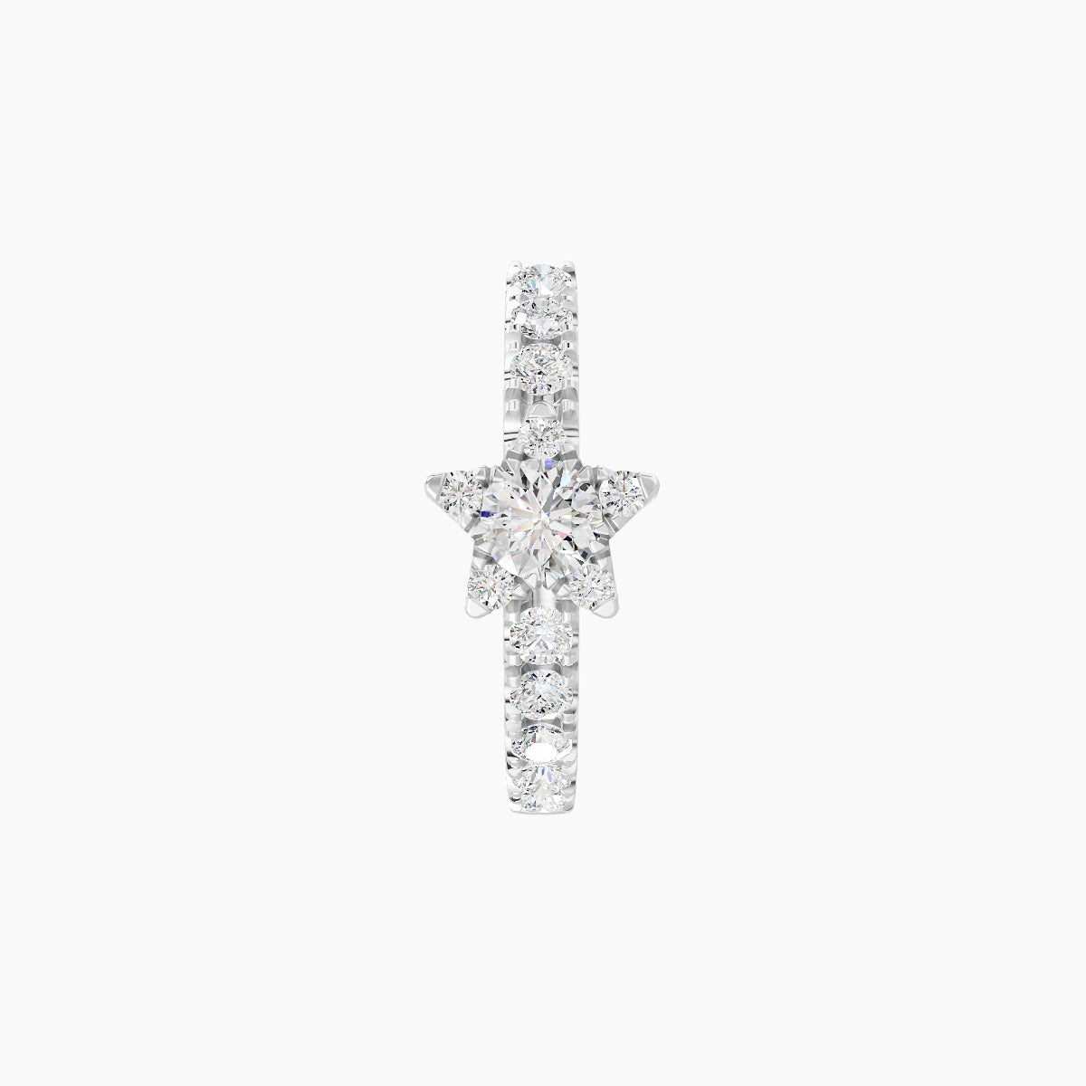 Asteria | 18k White Gold 8 mm Star Diamond Hoop Piercing