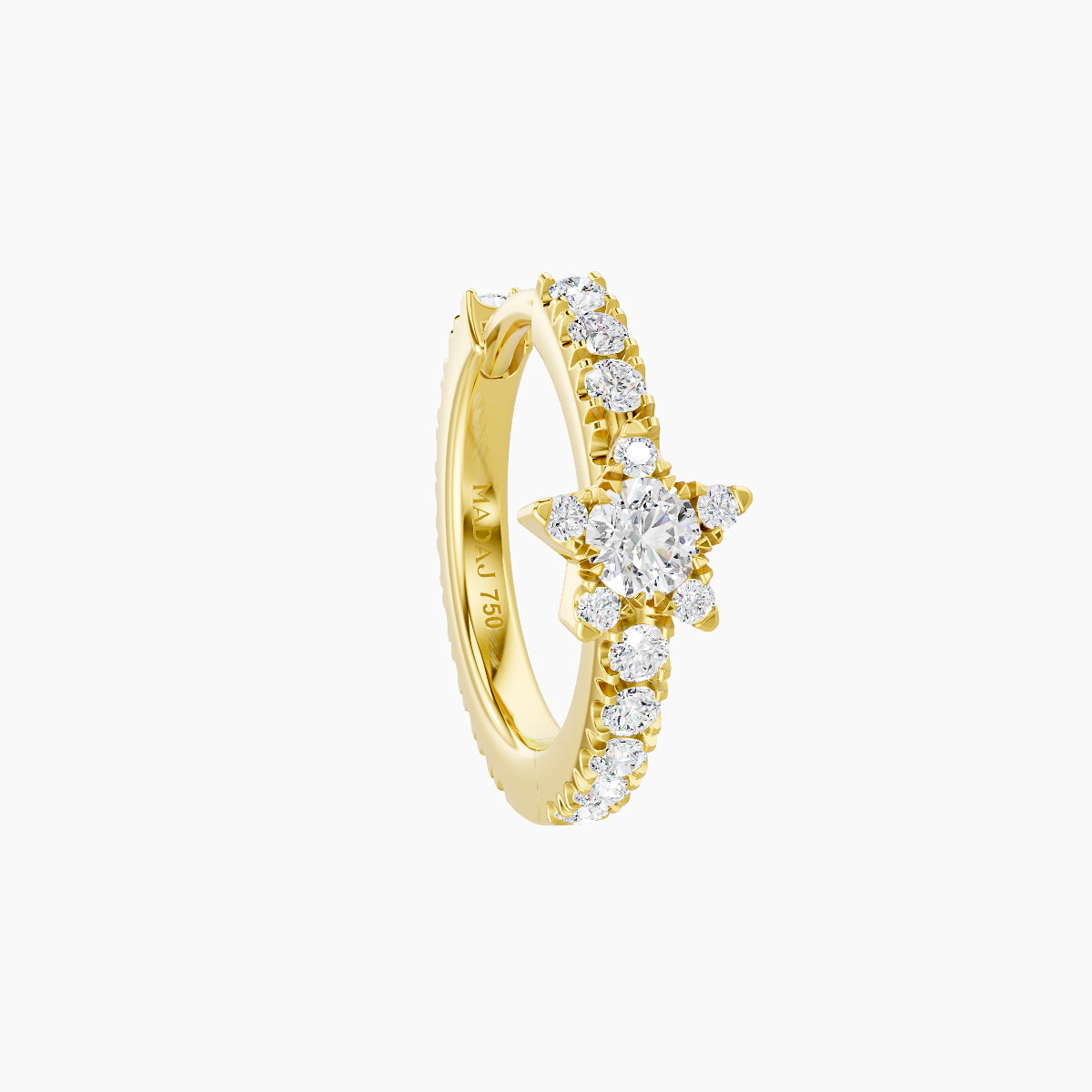 Asteria | 18k Yellow Gold 8 mm Star Diamond Hoop Piercing