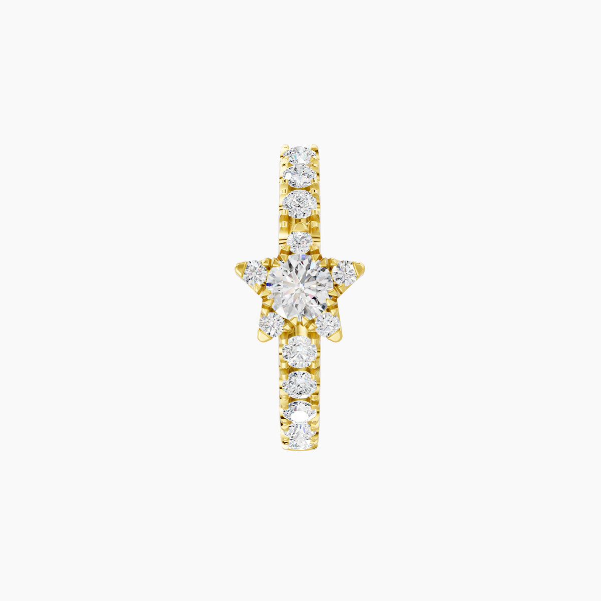 Asteria | 18k Yellow Gold 8 mm Star Diamond Hoop Piercing