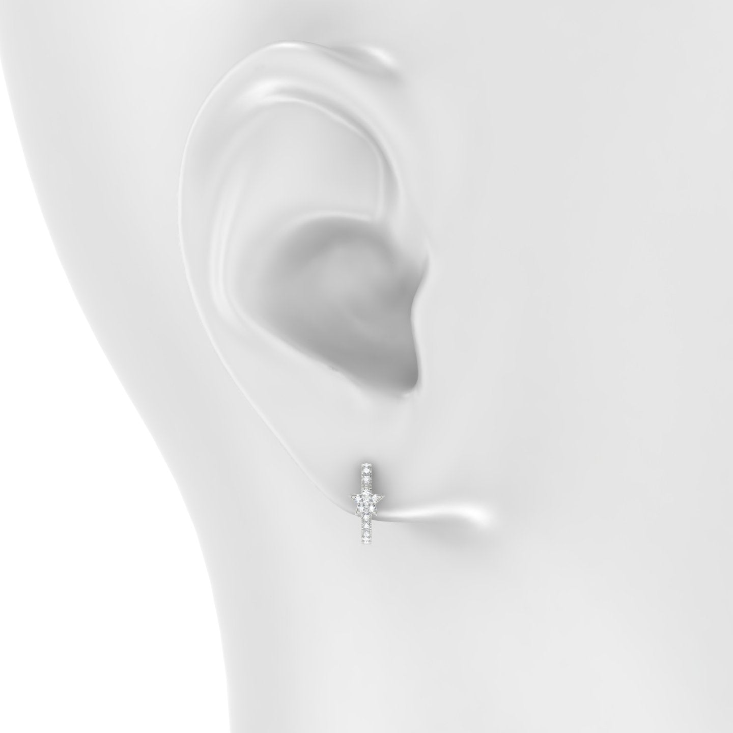 Asteria | 18k White Gold 8 mm Star Diamond Hoop Piercing