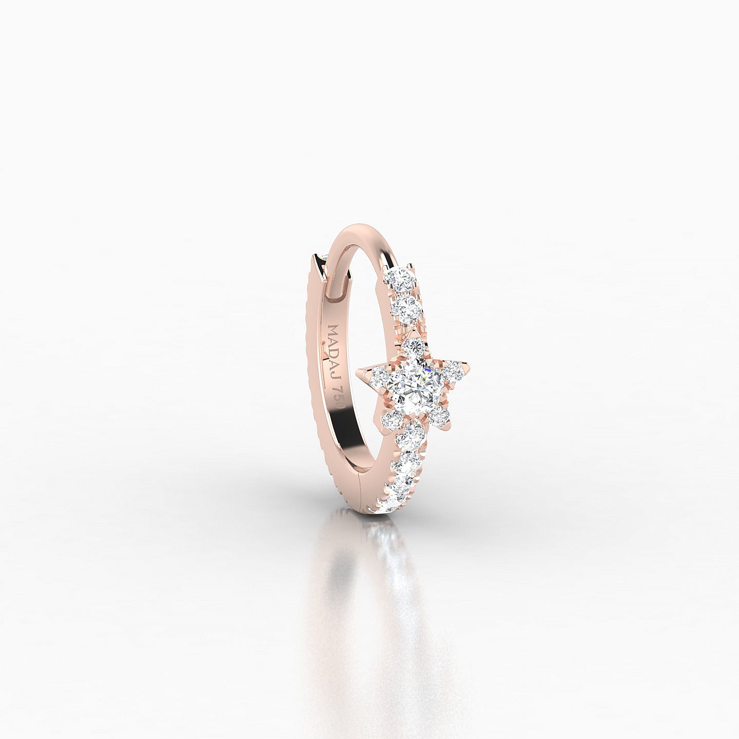 Asteria | 18k Rose Gold 8 mm Star Diamond Nose Ring Piercing