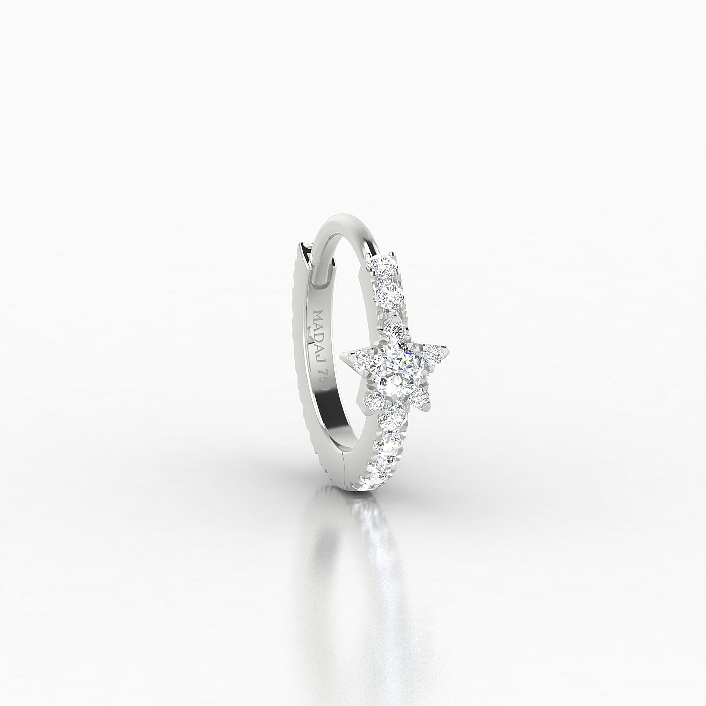 Asteria | 18k White Gold 8 mm Star Diamond Nose Ring Piercing
