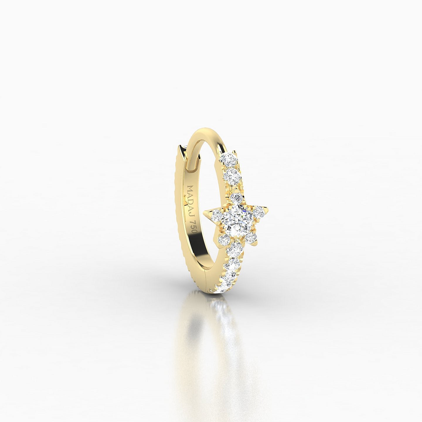 Asteria | 18k Yellow Gold 8 mm Star Diamond Nose Ring Piercing