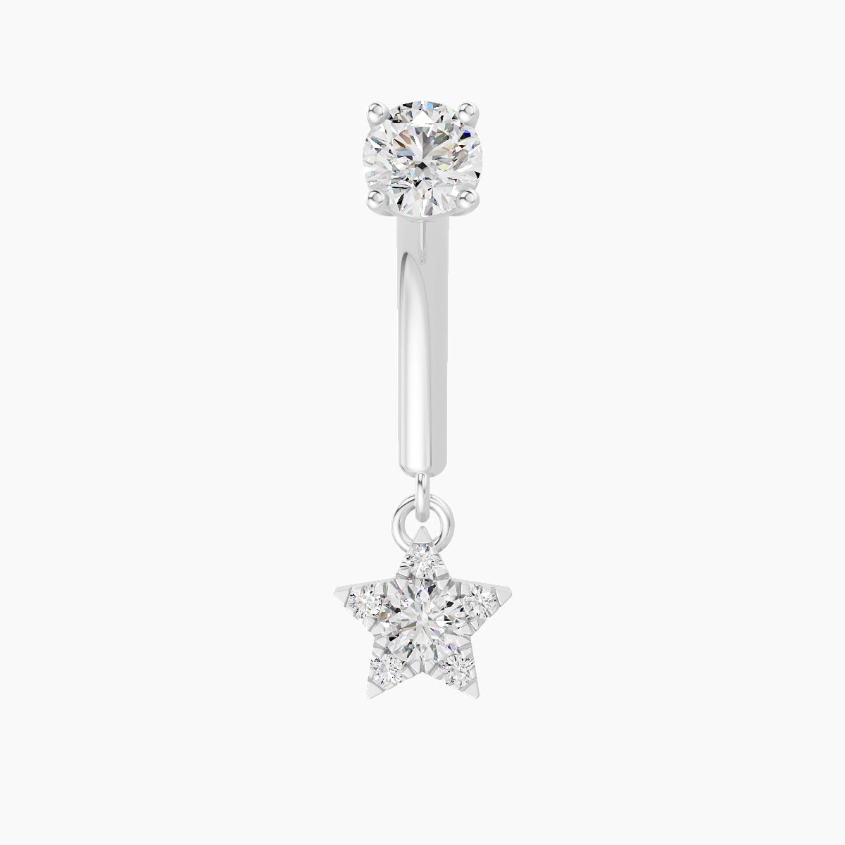 Asteria | 18k White Gold 8 mm Star Diamond Rook Piercing
