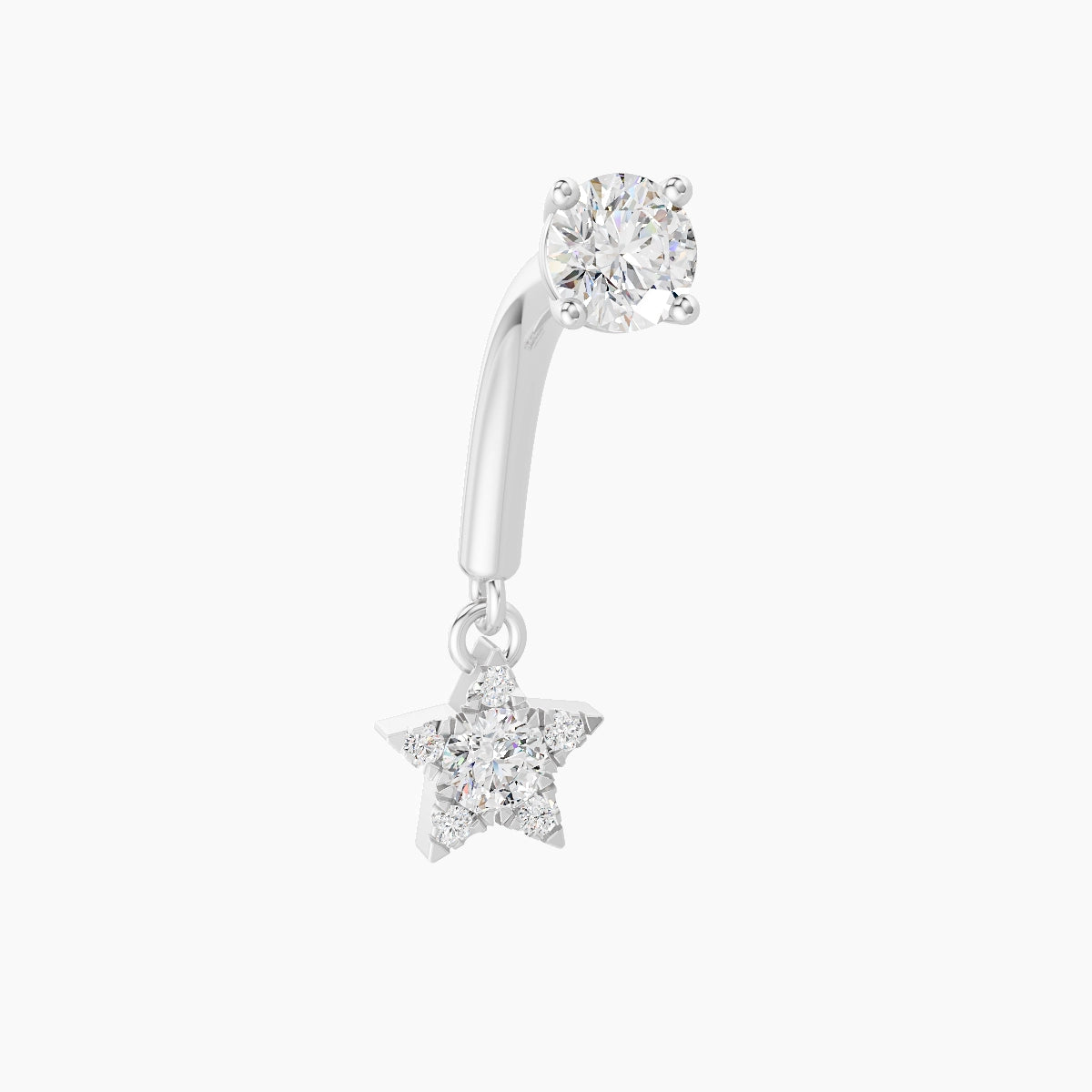 Asteria | 18k White Gold 8 mm Star Diamond Rook Piercing