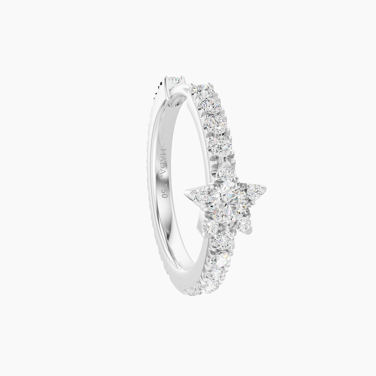 Asteria | 18k White Gold 9.5 mm Star Diamond Hoop Piercing
