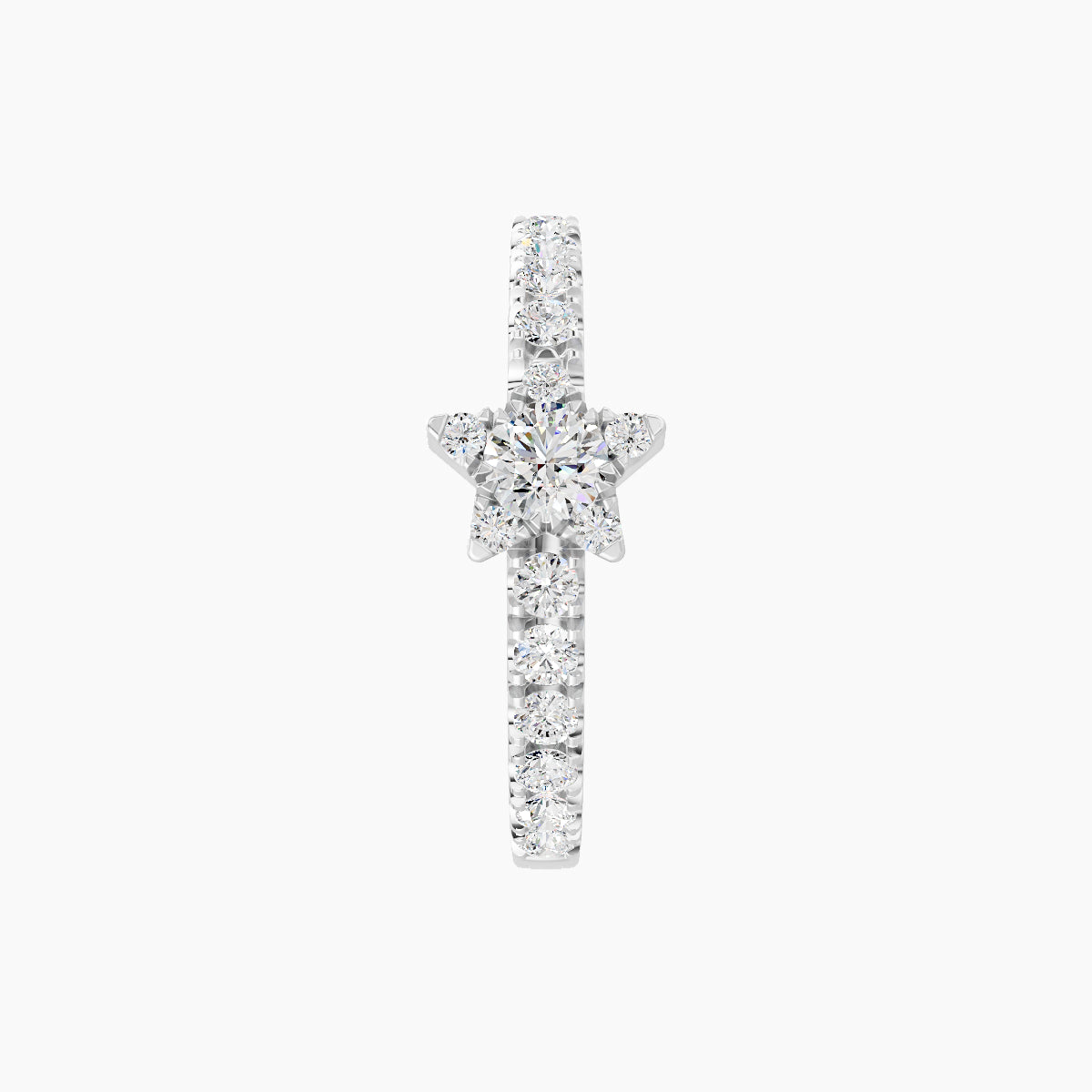 Asteria | 18k White Gold 9.5 mm Star Diamond Hoop Piercing