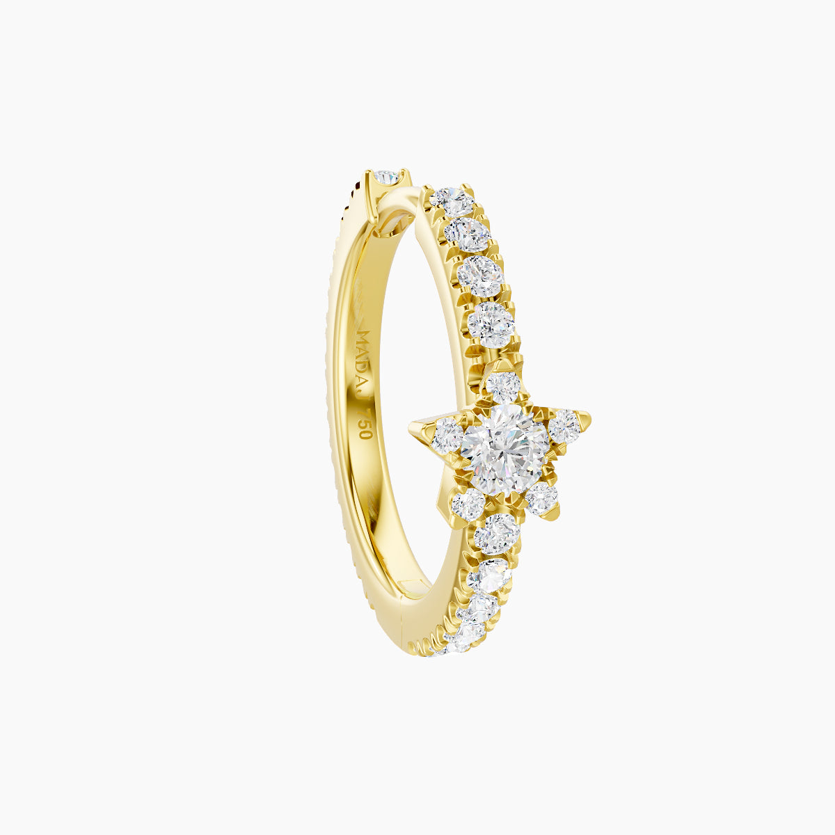 Asteria | 18k Yellow Gold 9.5 mm Star Diamond Hoop Piercing
