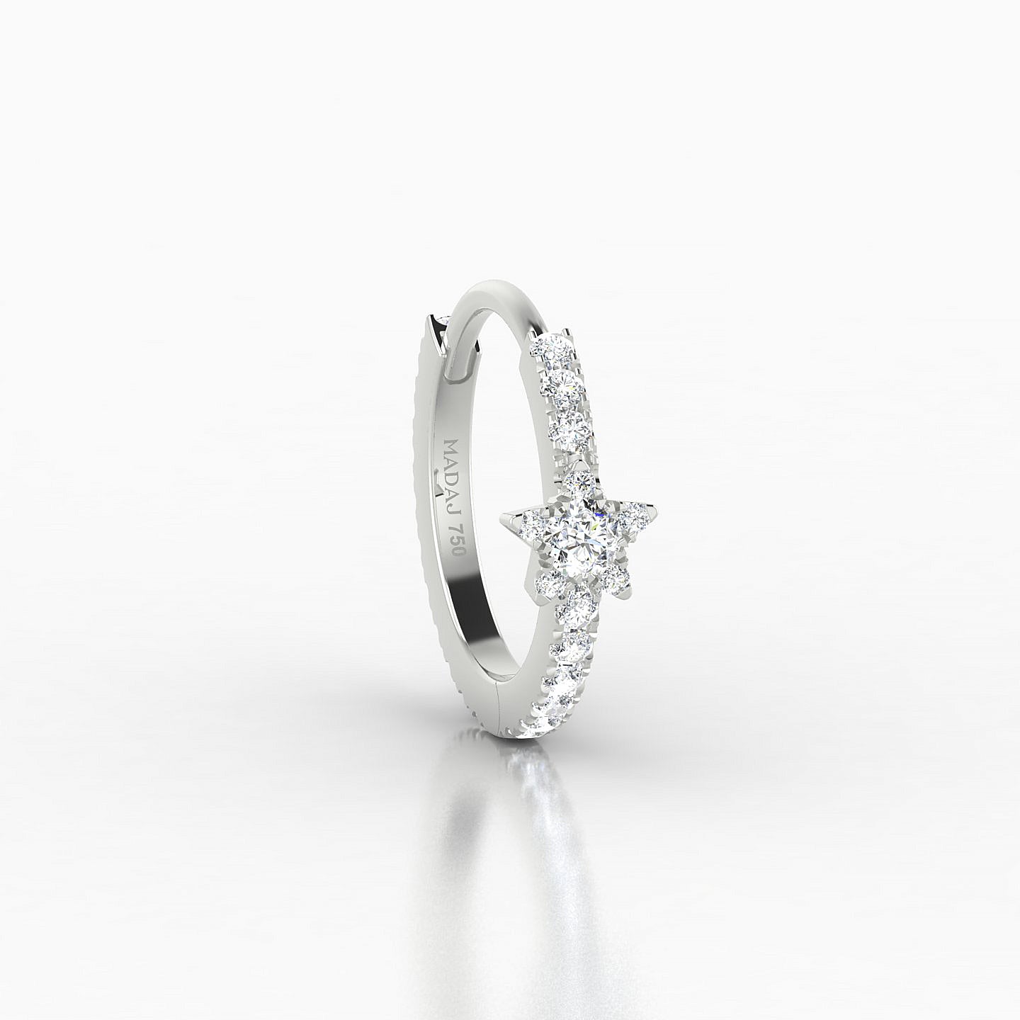 Asteria | 18k White Gold 9.5 mm Star Diamond Hoop Piercing