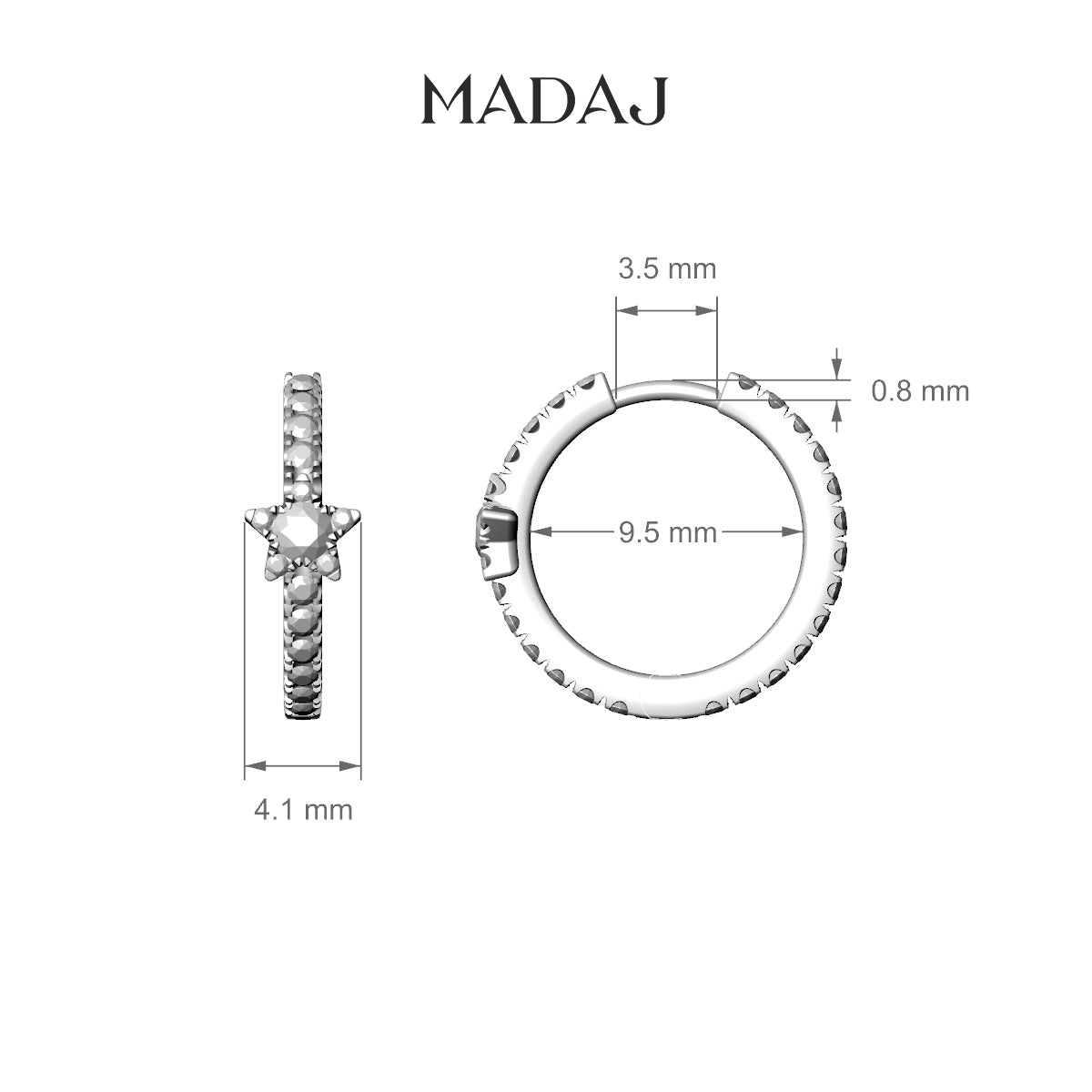 Asteria | 18k Yellow Gold 9.5 mm Star Diamond Hoop Piercing