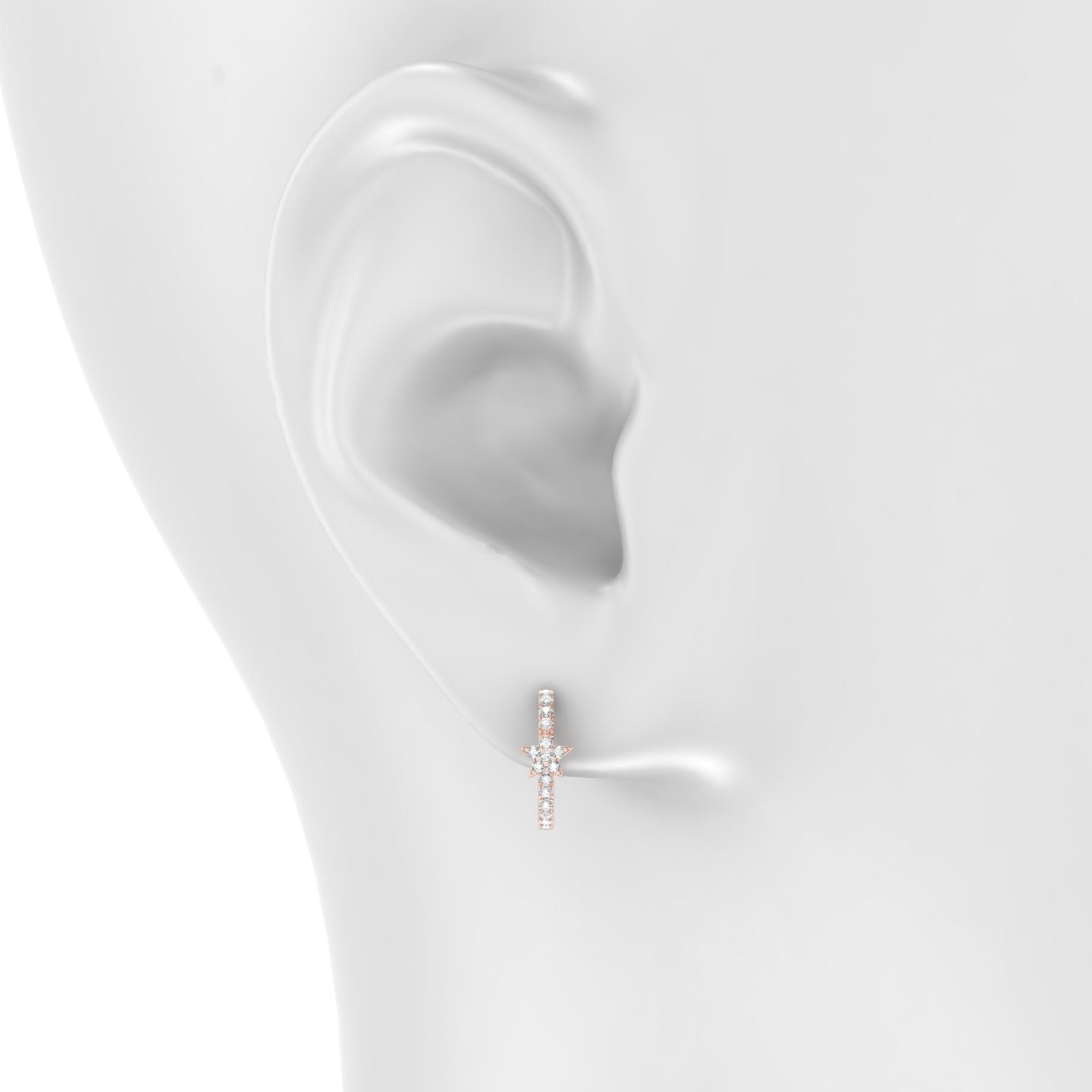 Asteria | 18k Rose Gold 9.5 mm Star Diamond Hoop Piercing