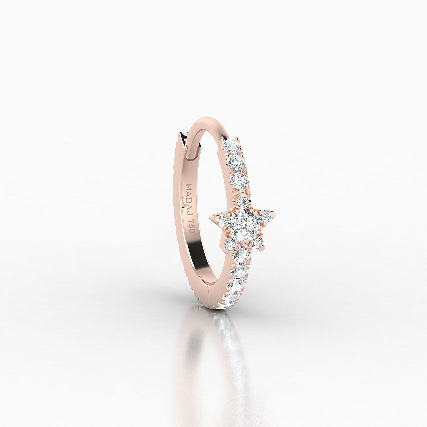 Asteria | 18k Rose Gold 9.5 mm Star Diamond Nose Ring Piercing