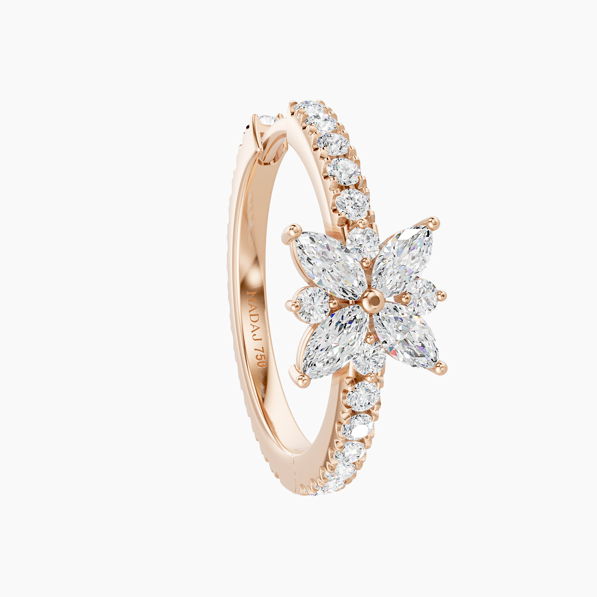 Aurore | 18k Rose Gold 11 mm Flower Diamond Hoop Piercing