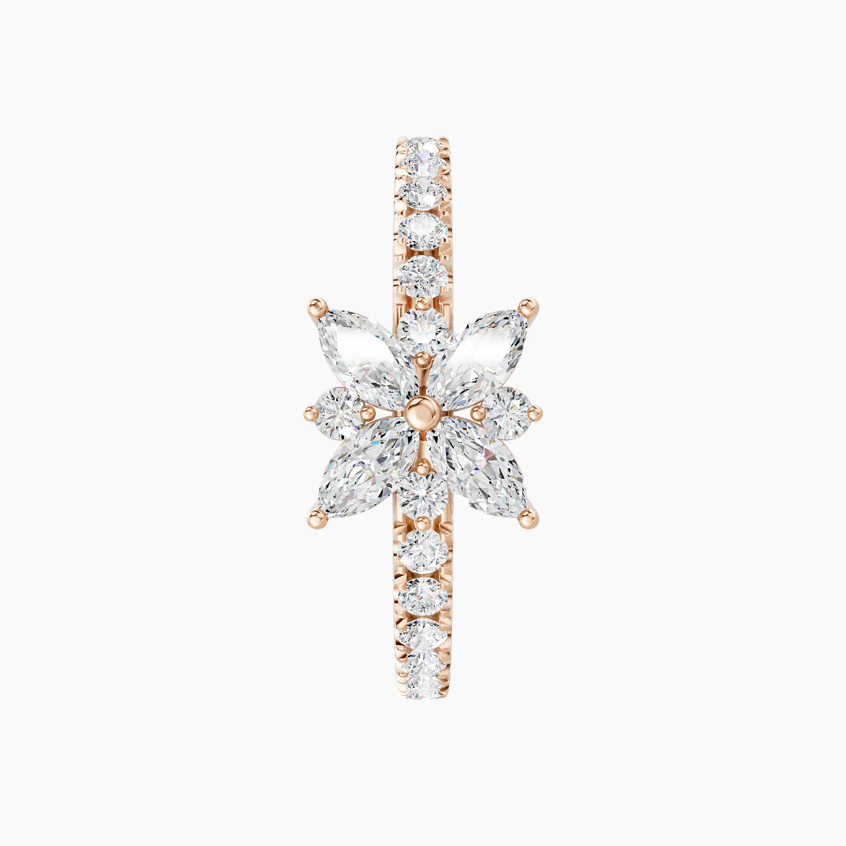 Aurore | 18k Rose Gold 11 mm Flower Diamond Hoop Piercing
