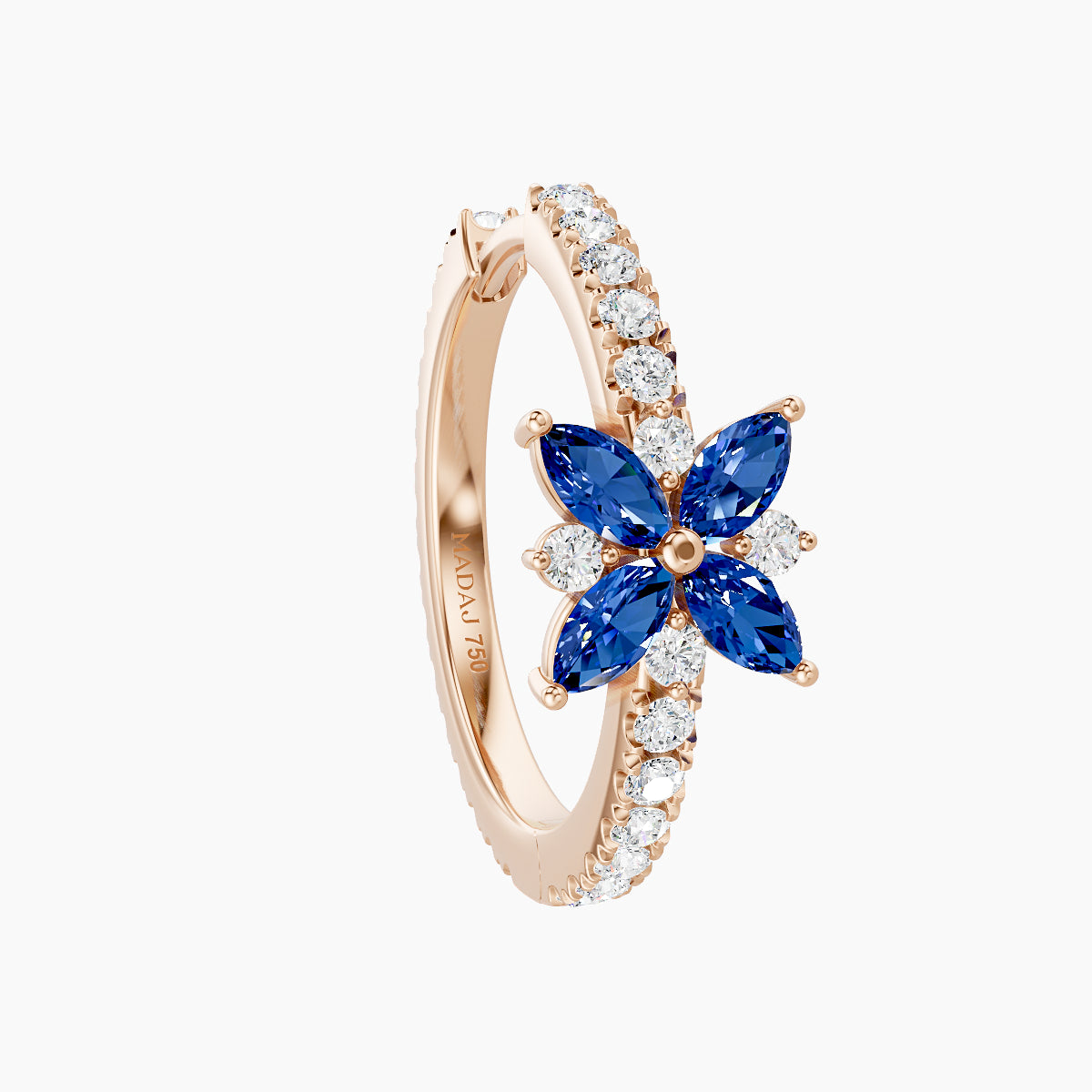 Aurore | 18k Rose Gold 11 mm Flower Sapphire & Diamond Hoop Piercing