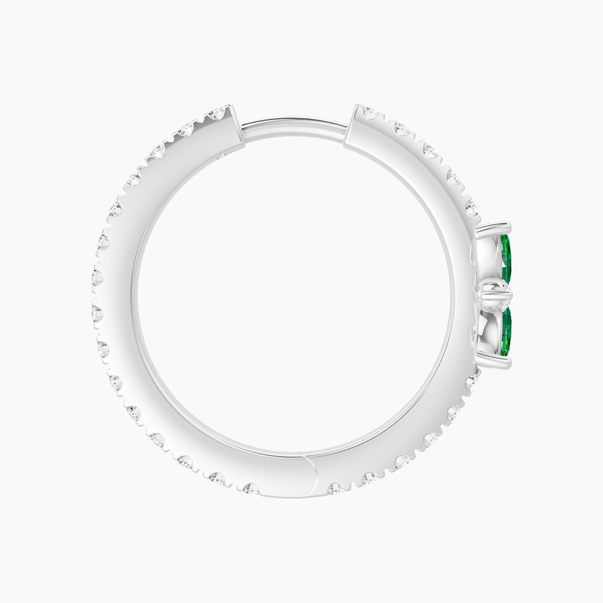 Aurore | 18k White Gold 11 mm Flower Emerald & Diamond Hoop Piercing