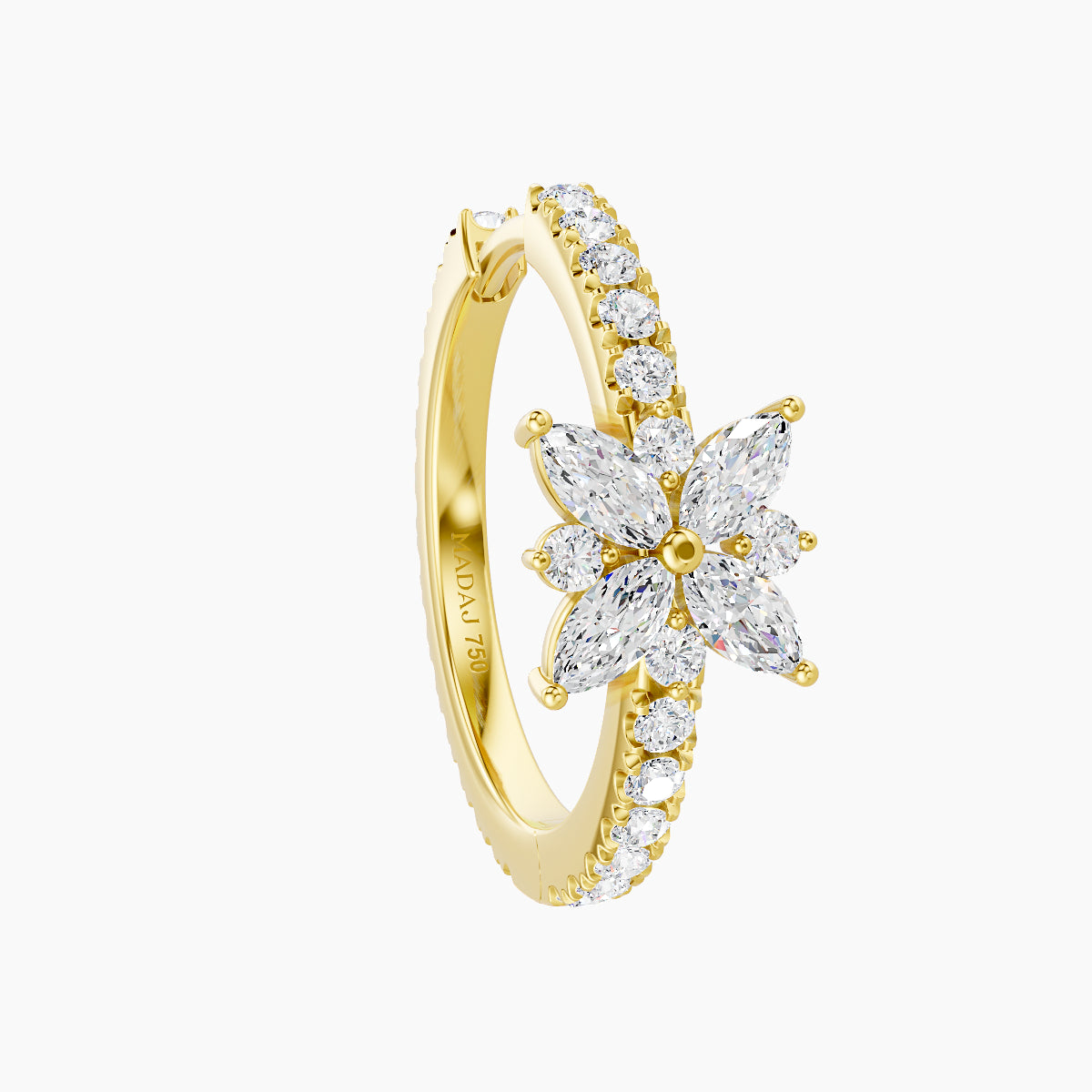 Aurore | 18k Yellow Gold 11 mm Flower Diamond Hoop Piercing