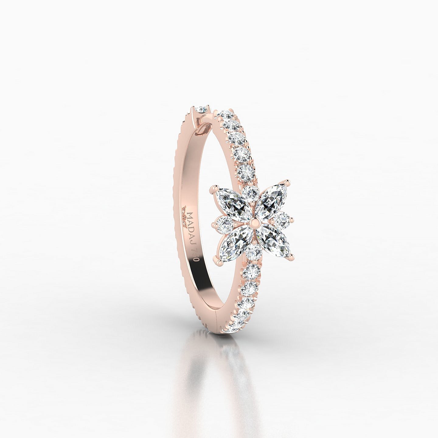 Aurore | 18k Rose Gold 11 mm Flower Diamond Hoop Piercing