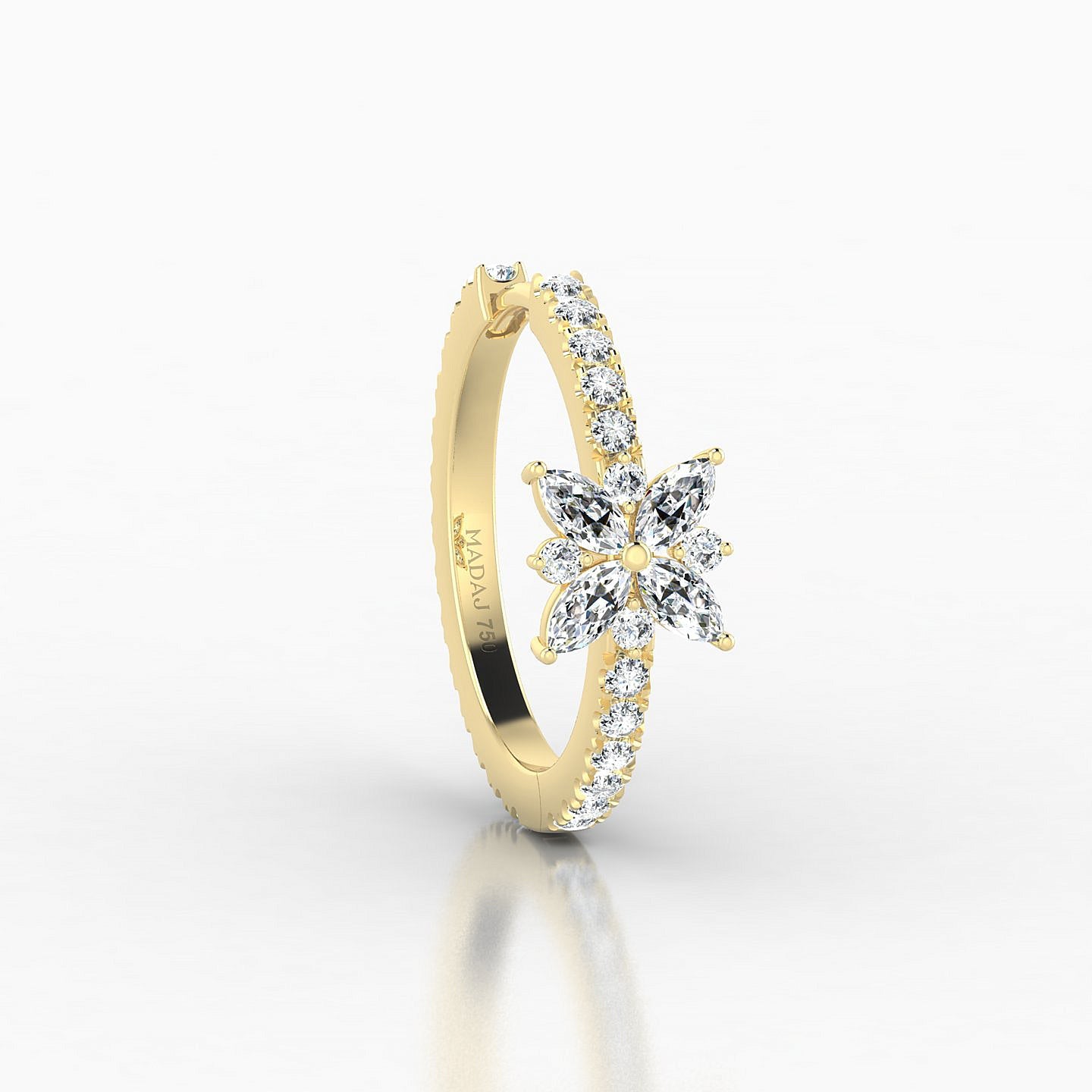 Aurore | 18k Yellow Gold 11 mm Flower Diamond Hoop Piercing