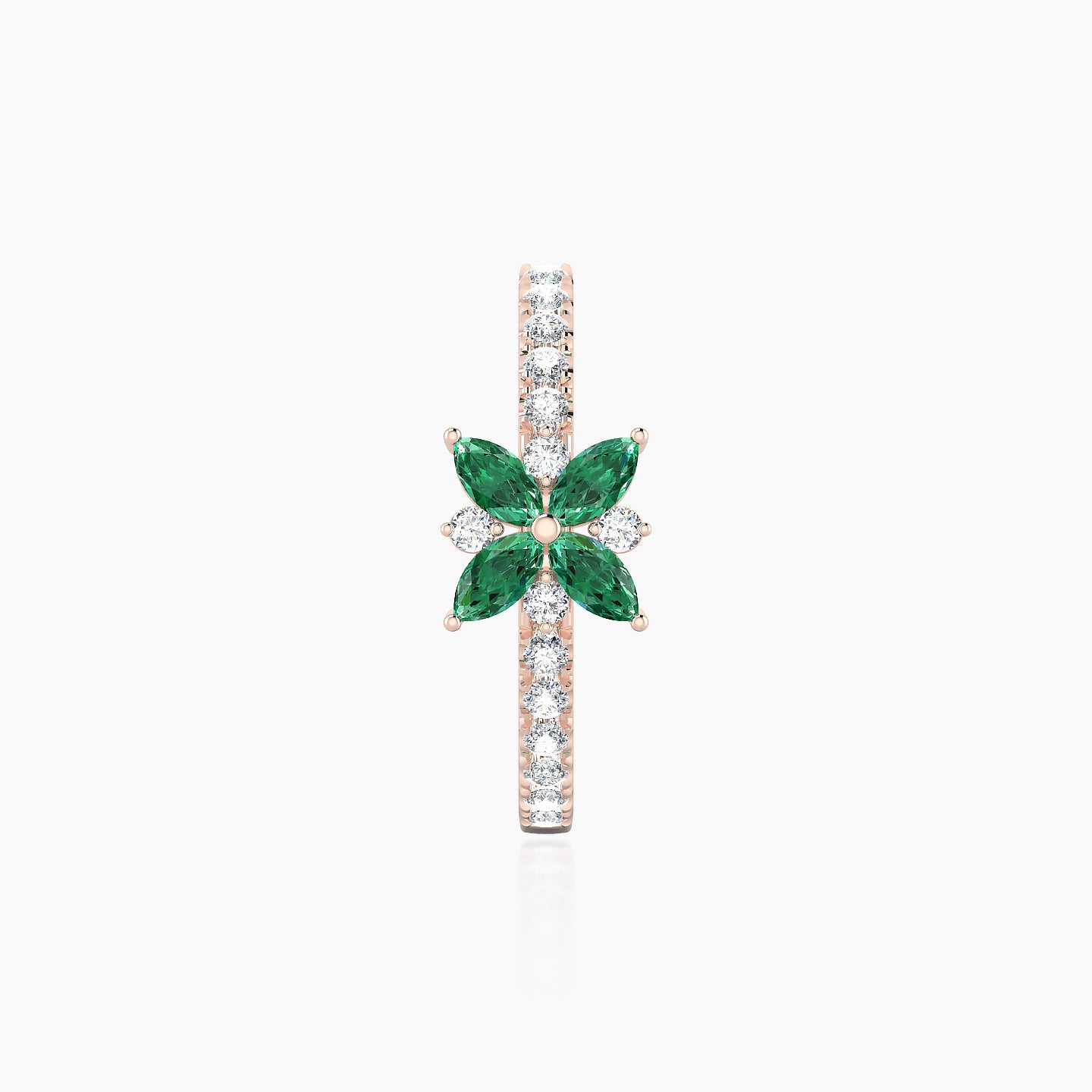 Aurore | 18k Rose Gold 11 mm Flower Emerald & Diamond Hoop Piercing
