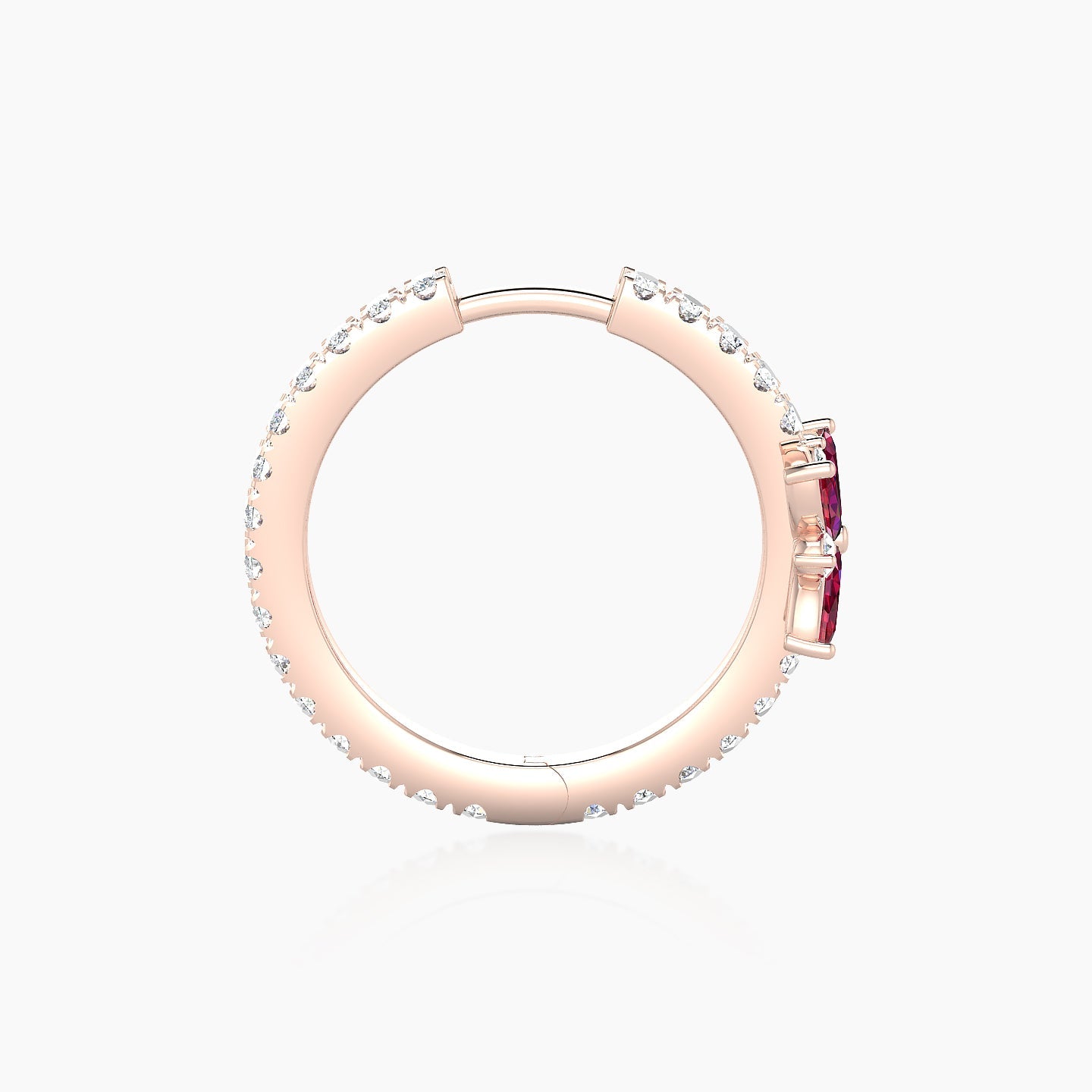 Aurore | 18k Rose Gold 11 mm Flower Ruby & Diamond Hoop Piercing