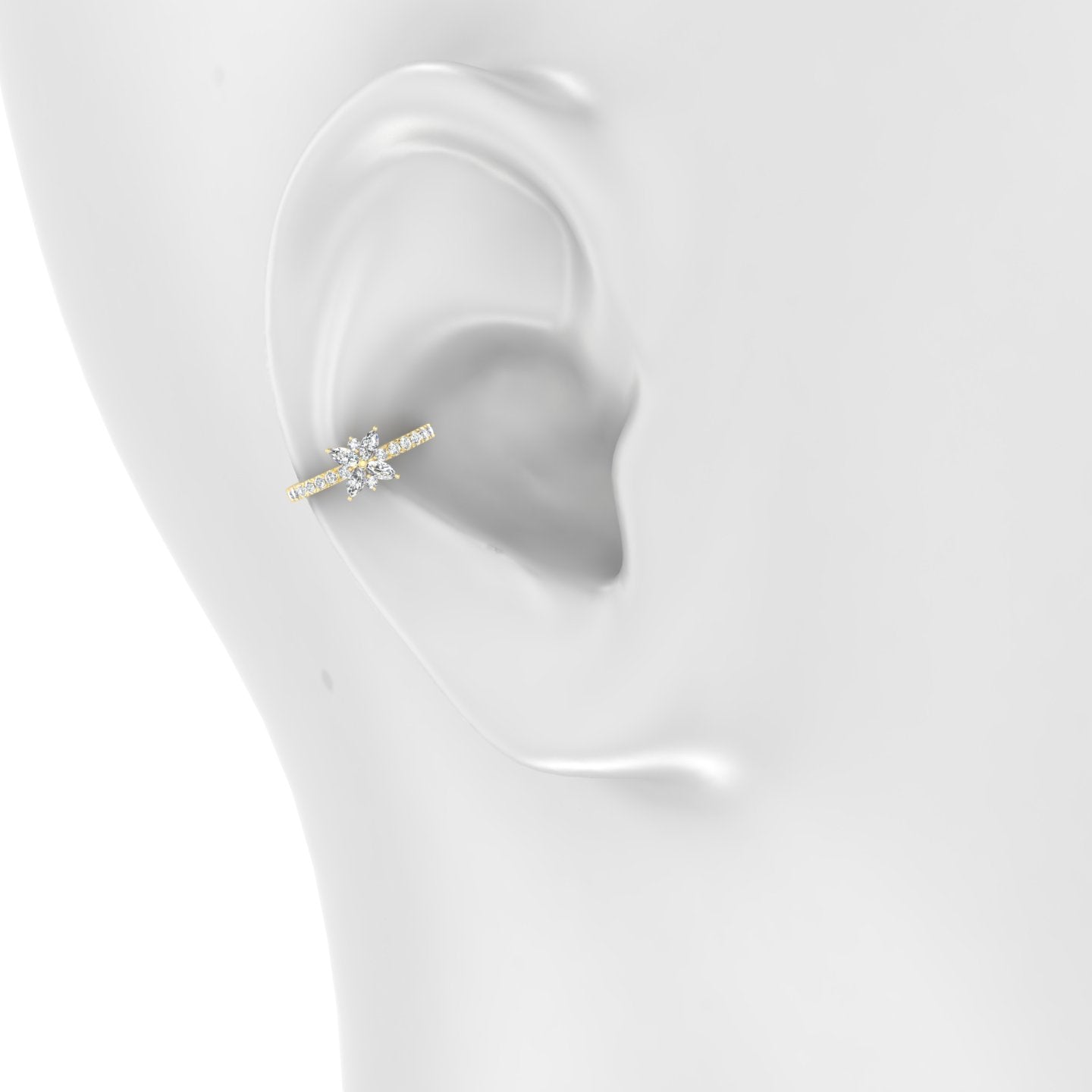 Aurore | 18k Yellow Gold 11 mm Flower Diamond Hoop Piercing
