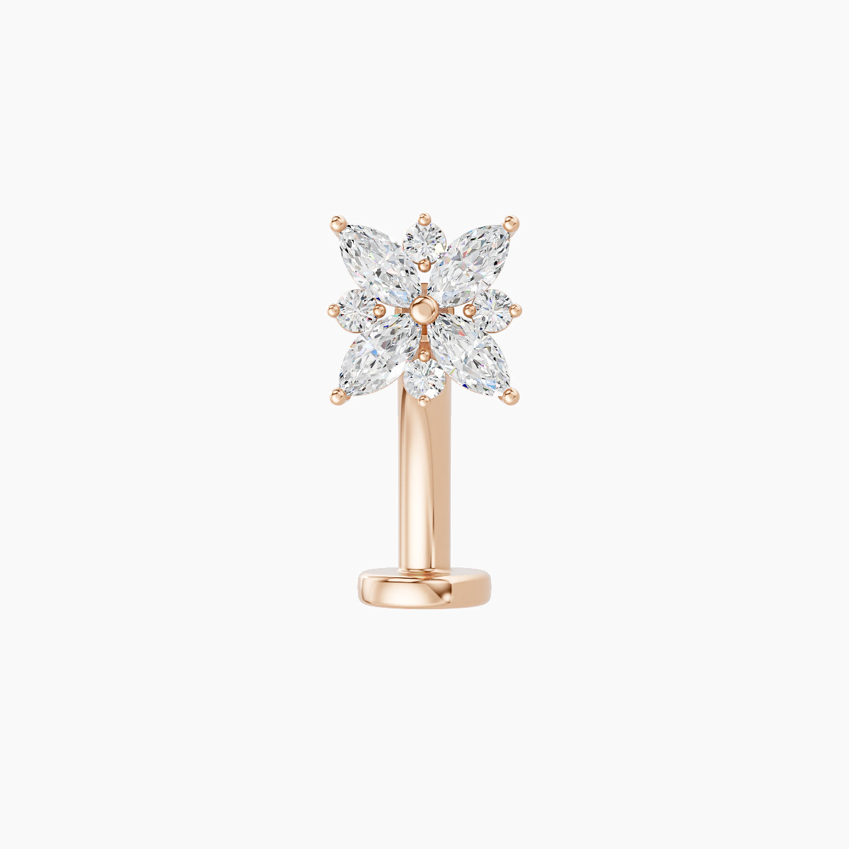 Aurore | 18k Rose Gold 5.5 mm 10 mm Flower Diamond Floating Navel Piercing