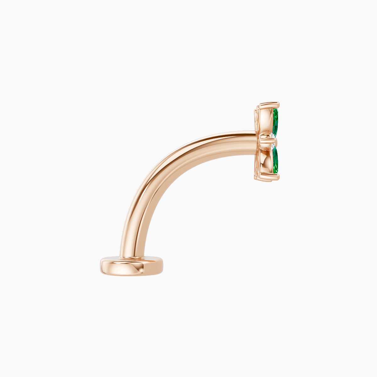 Aurore | 18k Rose Gold 10 mm 5.5 mm Flower Emerald & Diamond Floating Navel Piercing