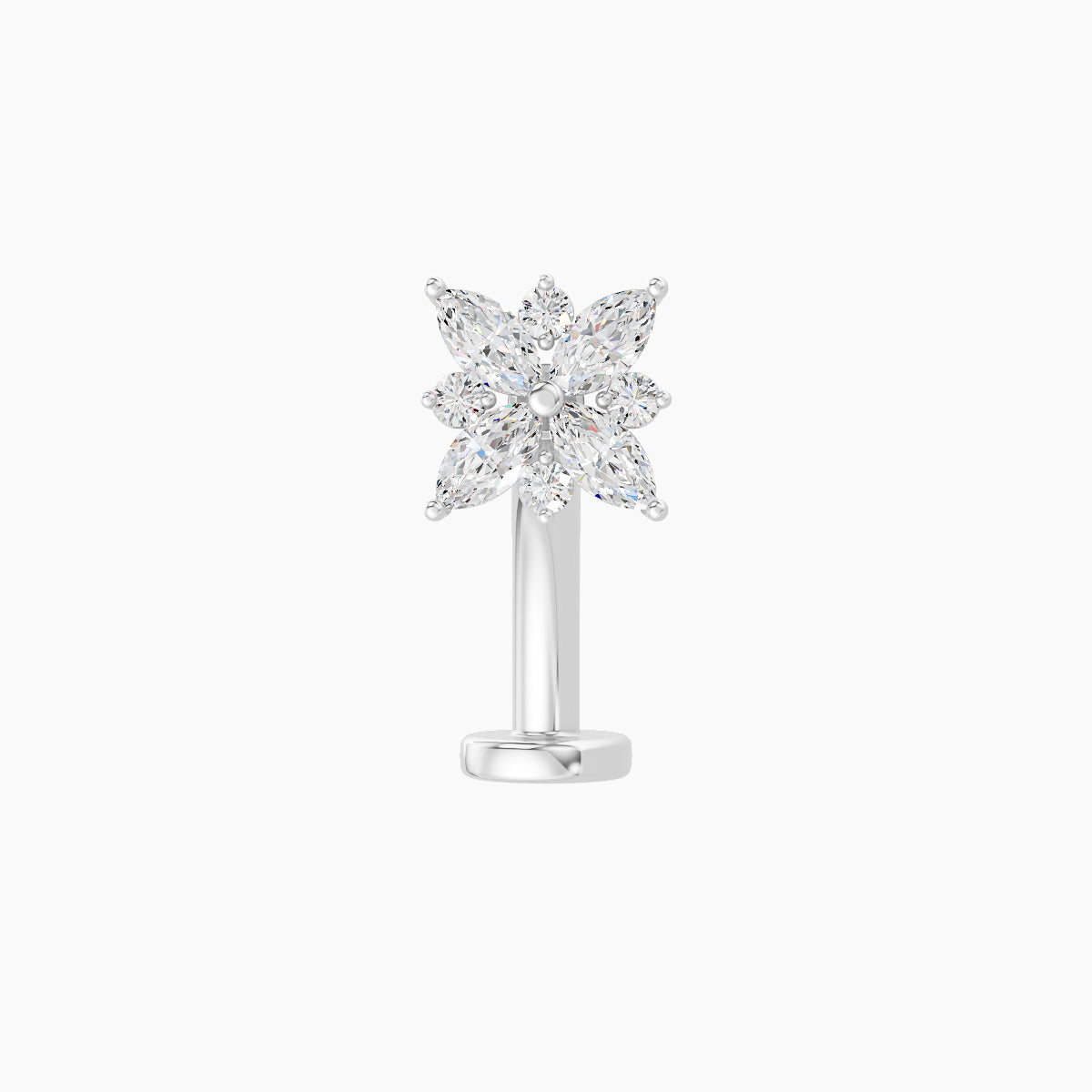 Aurore | 18k White Gold 5.5 mm 10 mm Flower Diamond Floating Navel Piercing
