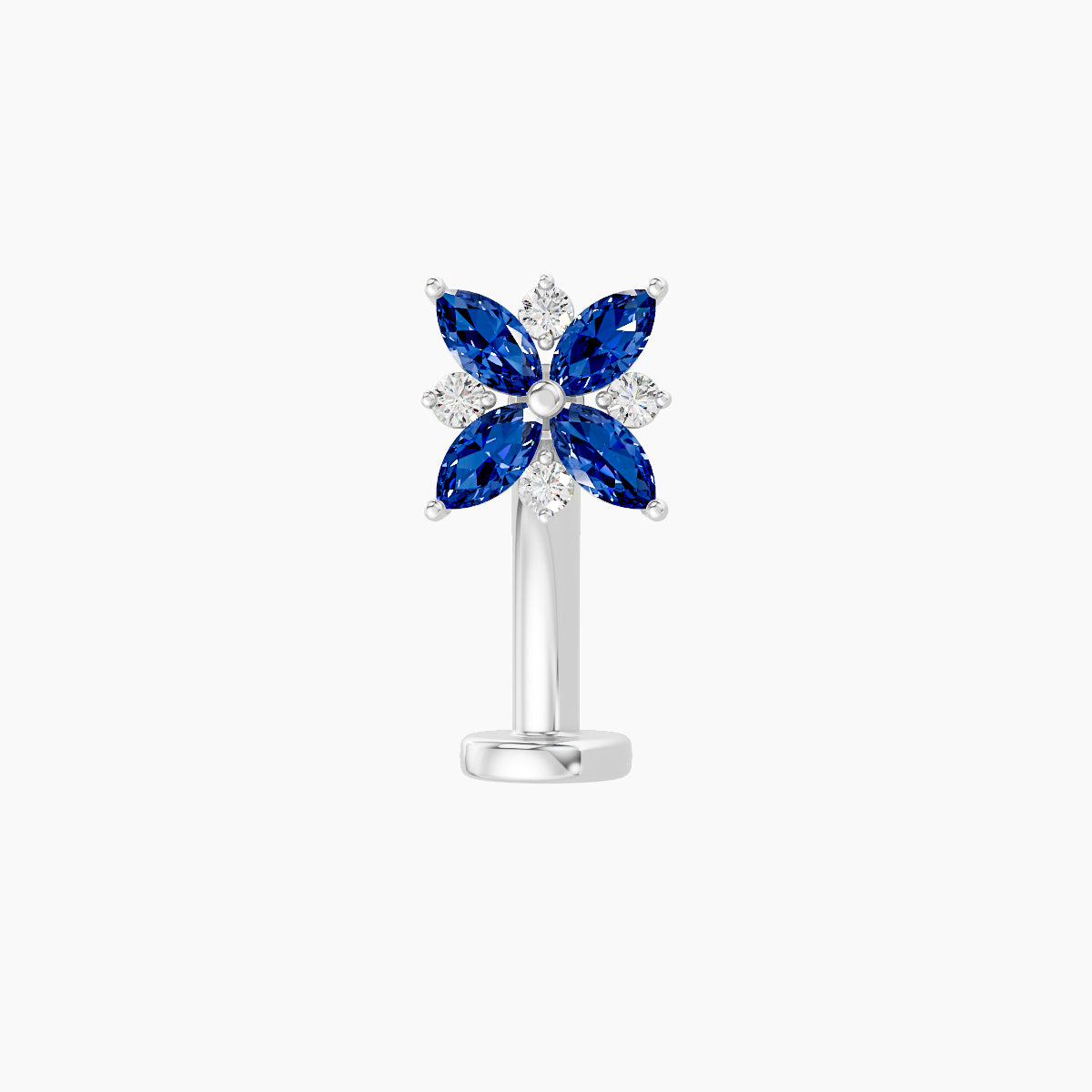 Aurore | 18k White Gold 10 mm 5.5 mm Flower Sapphire & Diamond Floating Navel Piercing