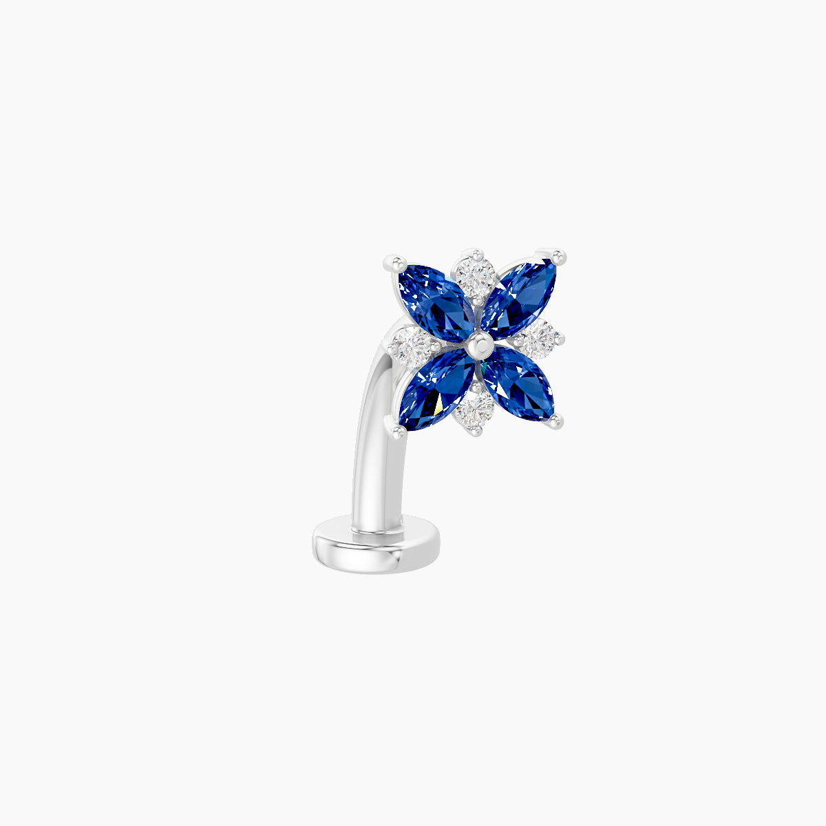 Aurore | 18k White Gold 10 mm 5.5 mm Flower Sapphire & Diamond Floating Navel Piercing