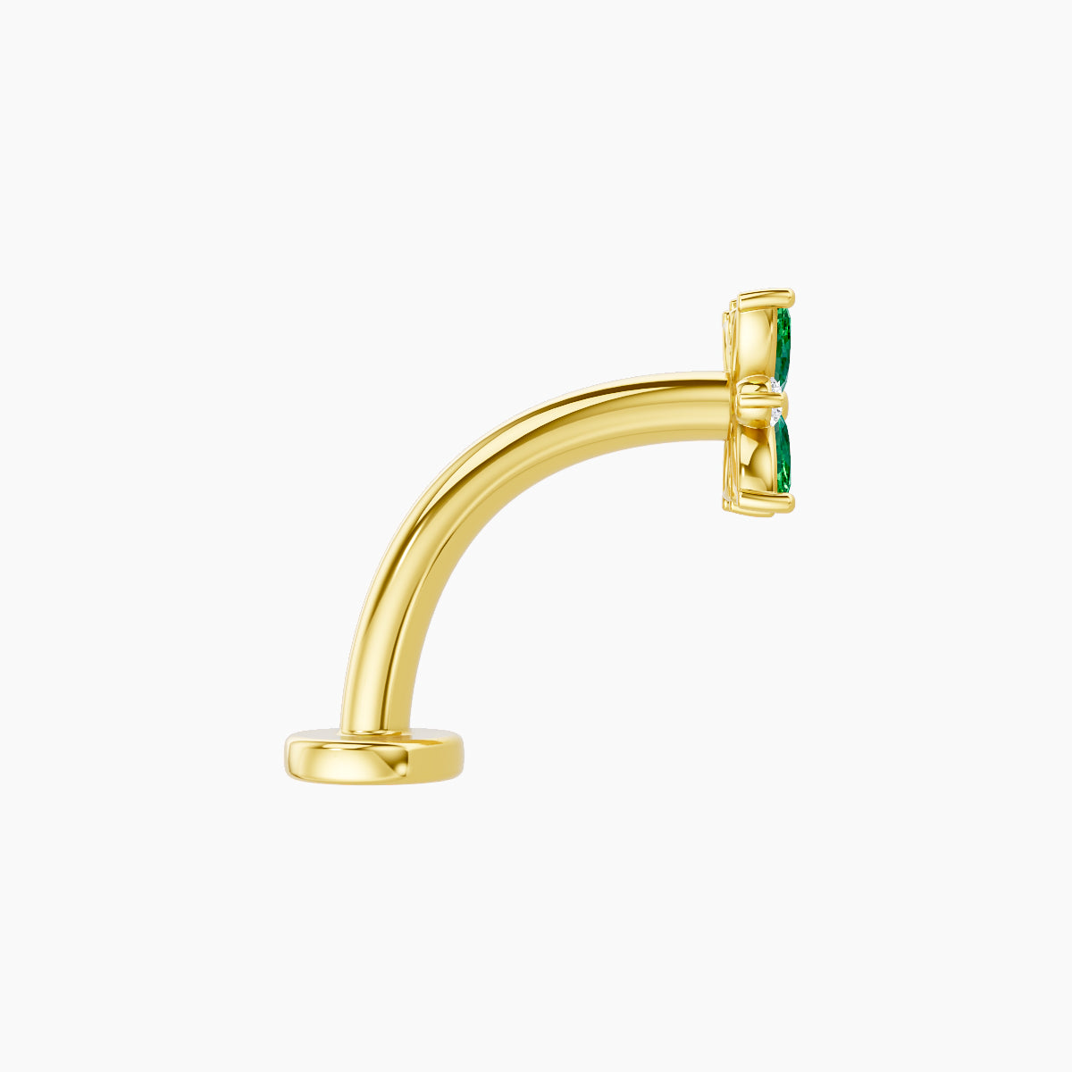 Aurore | 18k Yellow Gold 10 mm 5.5 mm Flower Emerald & Diamond Floating Navel Piercing