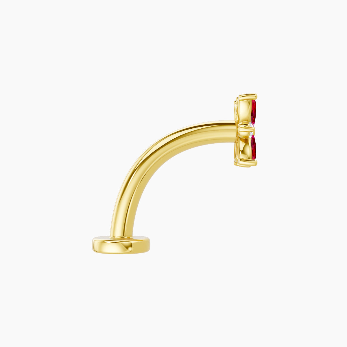 Aurore | 18k Yellow Gold 10 mm 5.5 mm Flower Ruby & Diamond Floating Navel Piercing