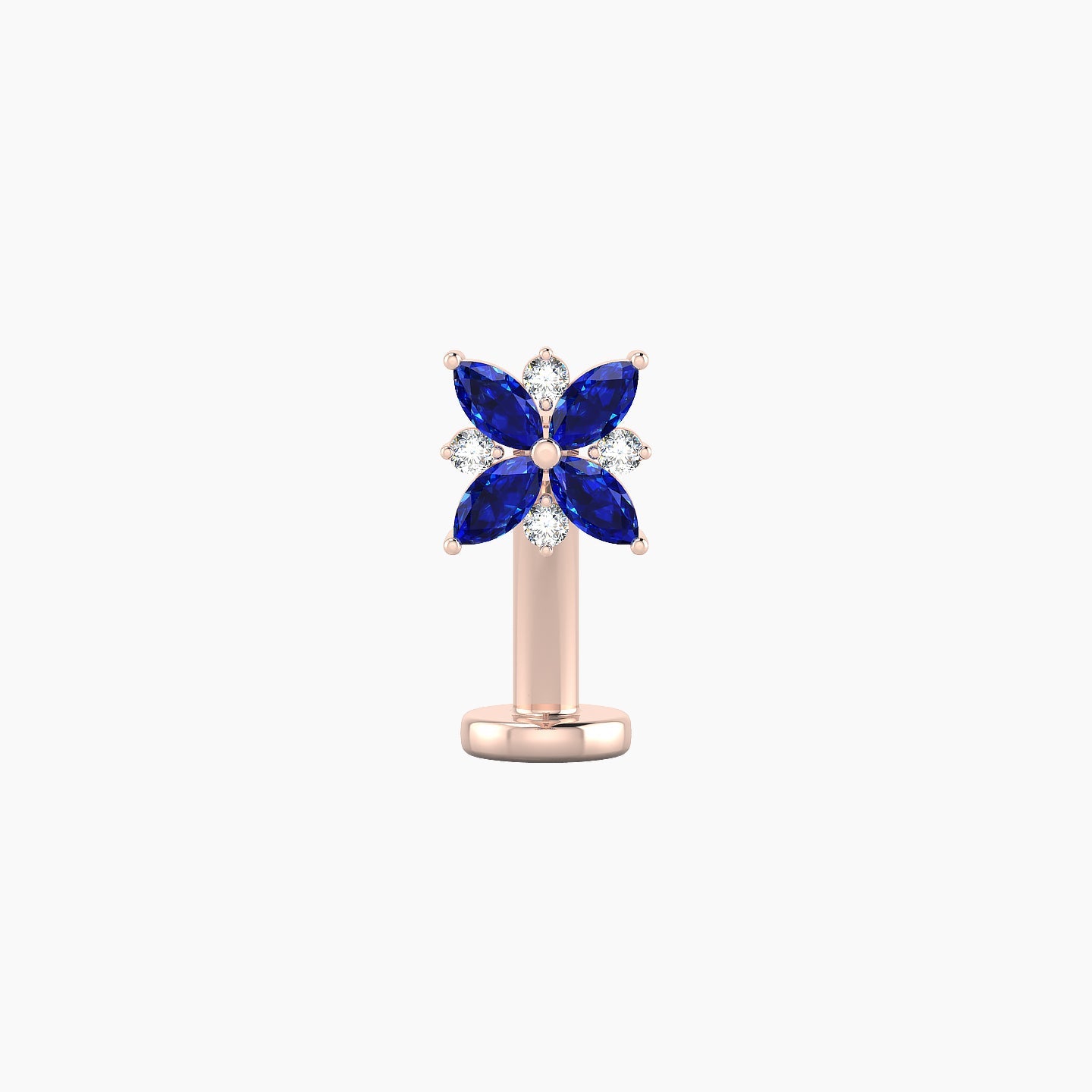 Aurore | 18k Rose Gold 10 mm 5.5 mm Flower Sapphire & Diamond Floating Navel Piercing