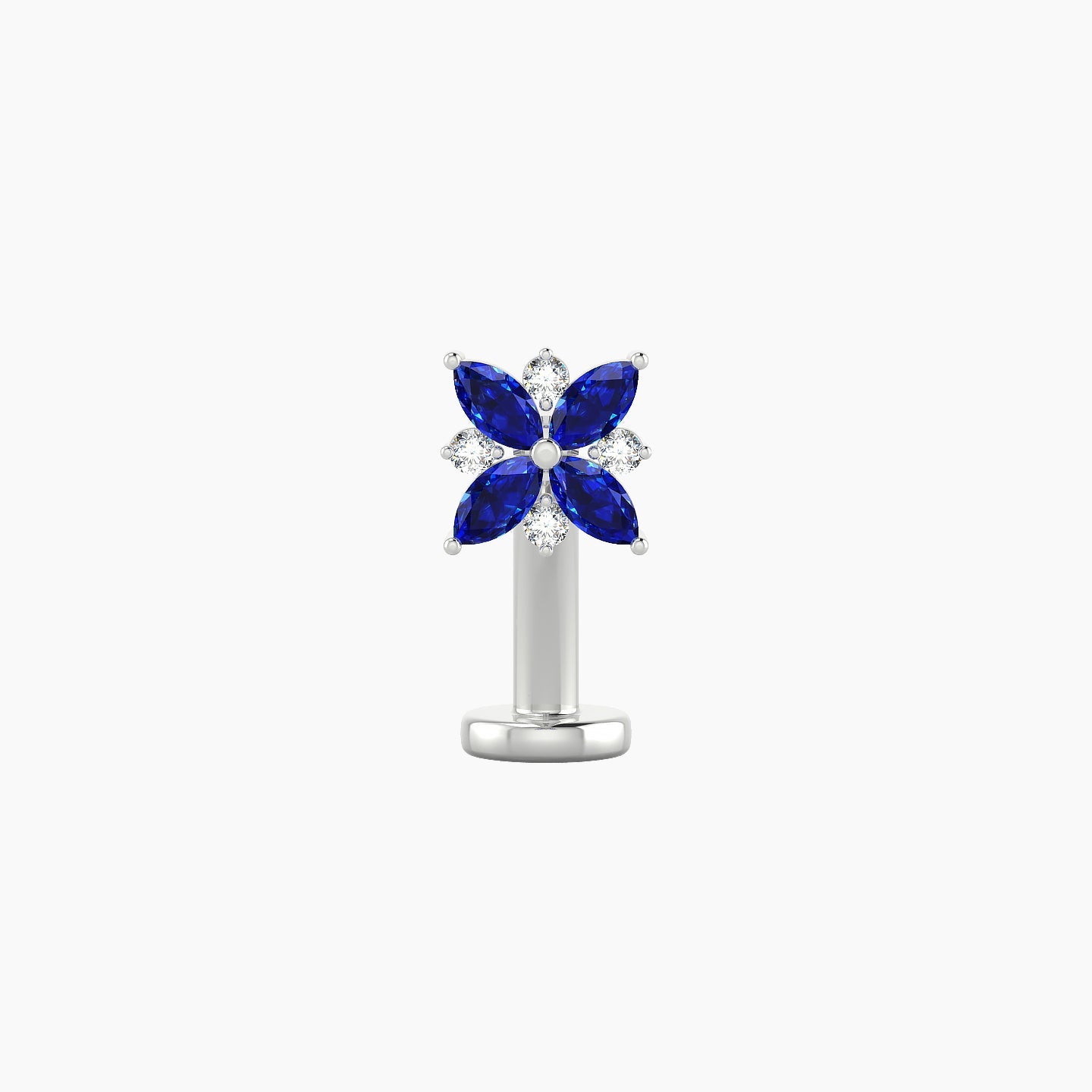 Aurore | 18k White Gold 10 mm 5.5 mm Flower Sapphire & Diamond Floating Navel Piercing