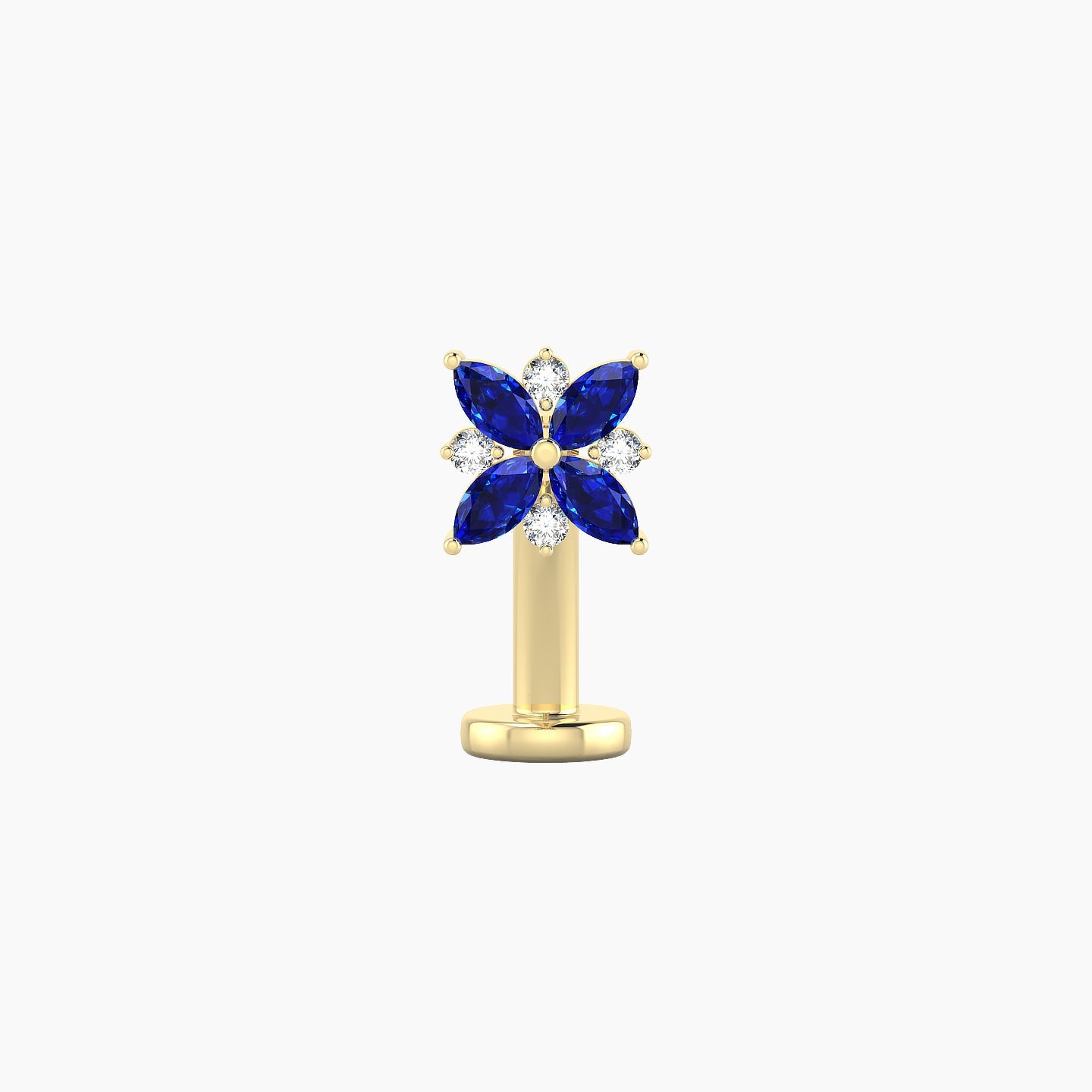 Aurore | 18k Yellow Gold 10 mm 5.5 mm Flower Sapphire & Diamond Floating Navel Piercing