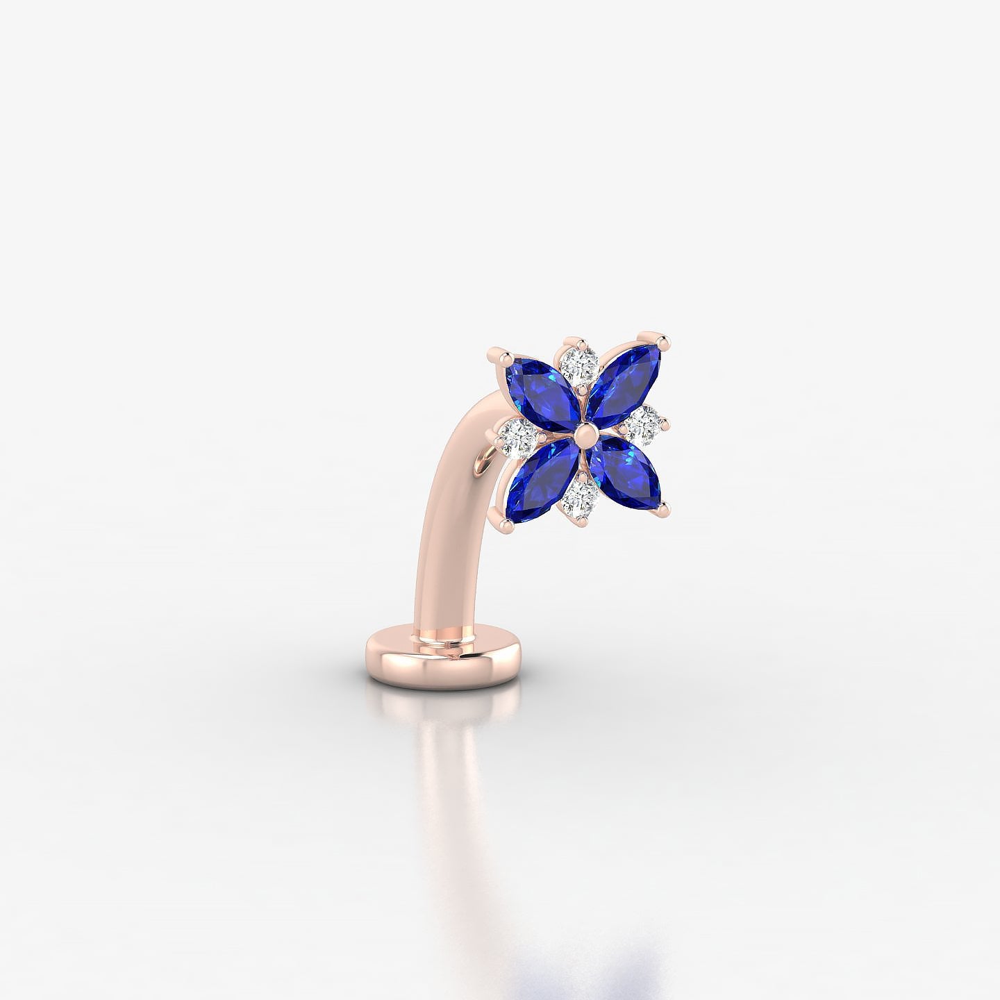 Aurore | 18k Rose Gold 10 mm 5.5 mm Flower Sapphire & Diamond Floating Navel Piercing