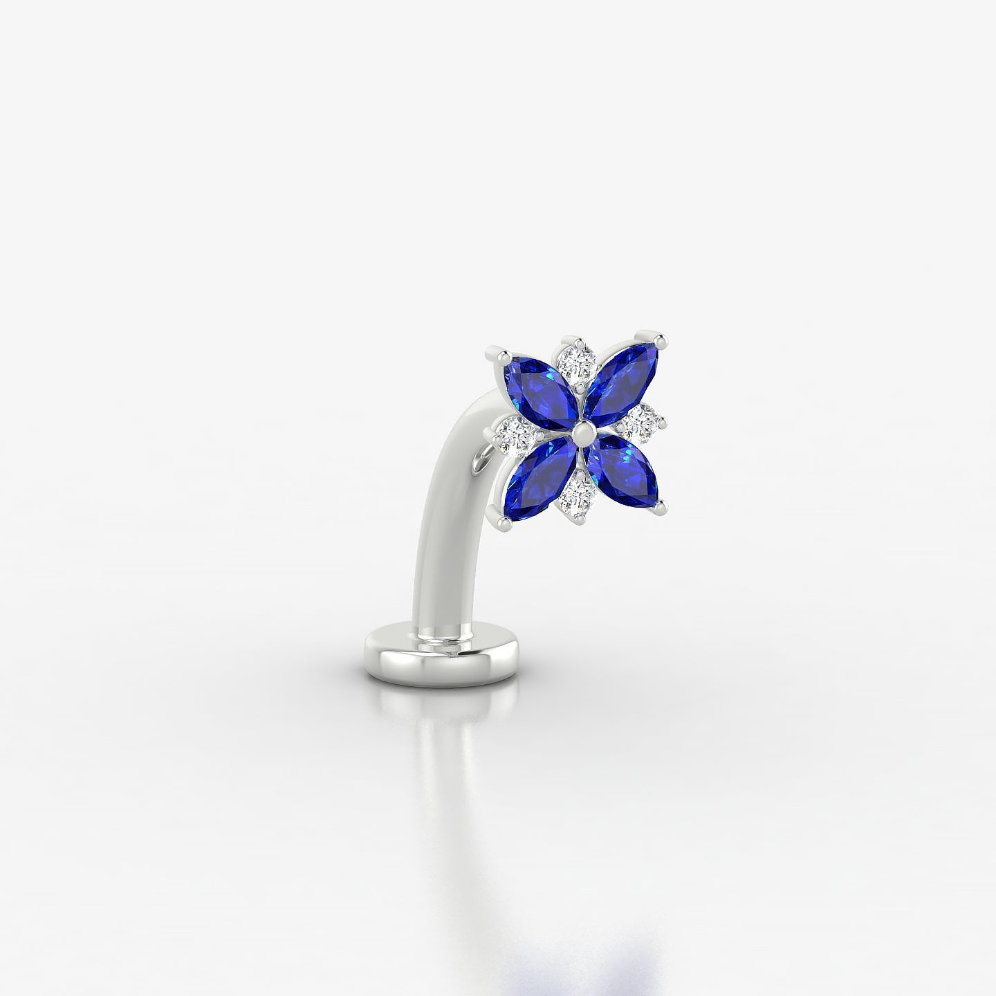 Aurore | 18k White Gold 10 mm 5.5 mm Flower Sapphire & Diamond Floating Navel Piercing