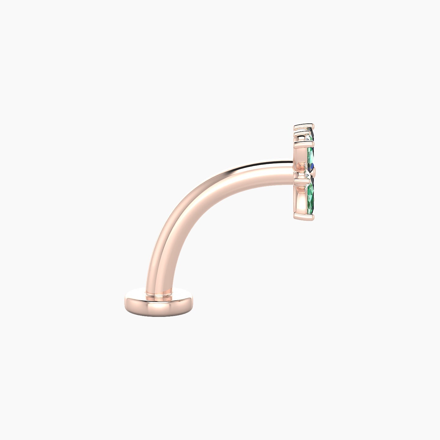 Aurore | 18k Rose Gold 10 mm 5.5 mm Flower Emerald & Diamond Floating Navel Piercing