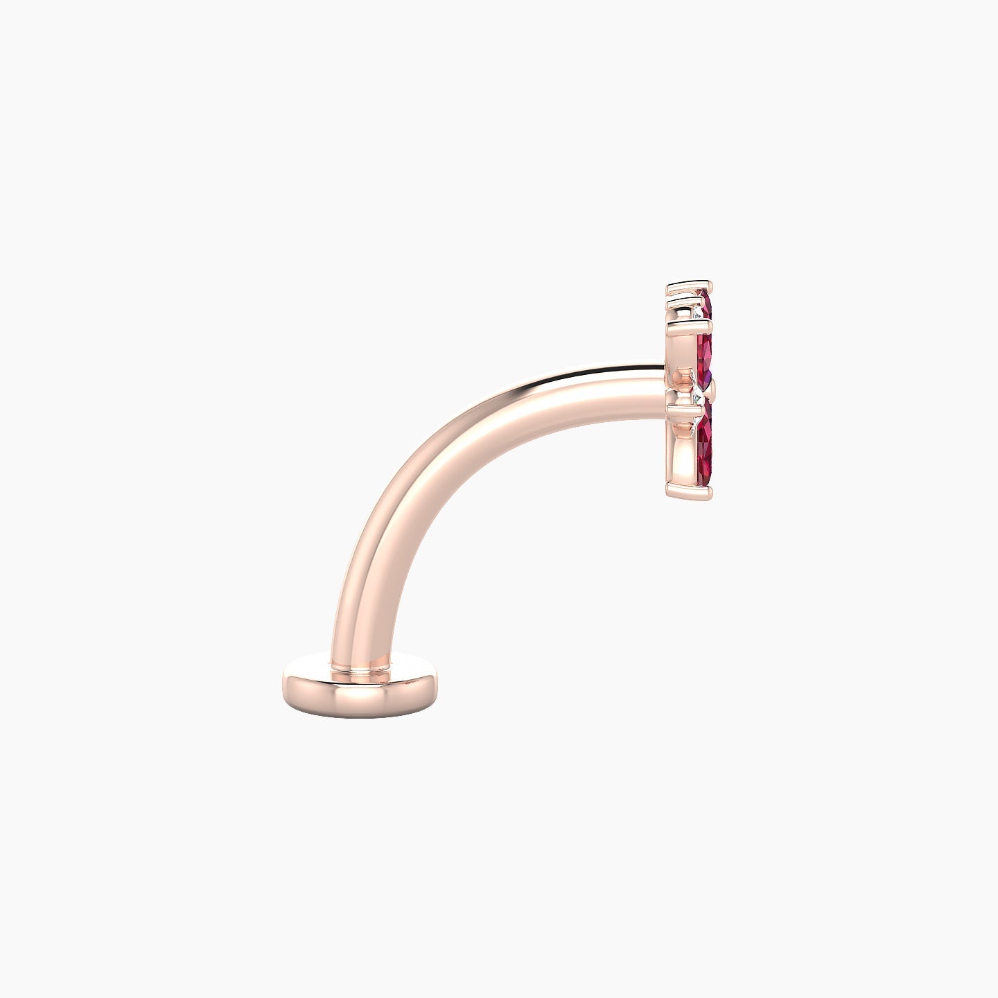 Aurore | 18k Rose Gold 10 mm 5.5 mm Flower Ruby & Diamond Floating Navel Piercing