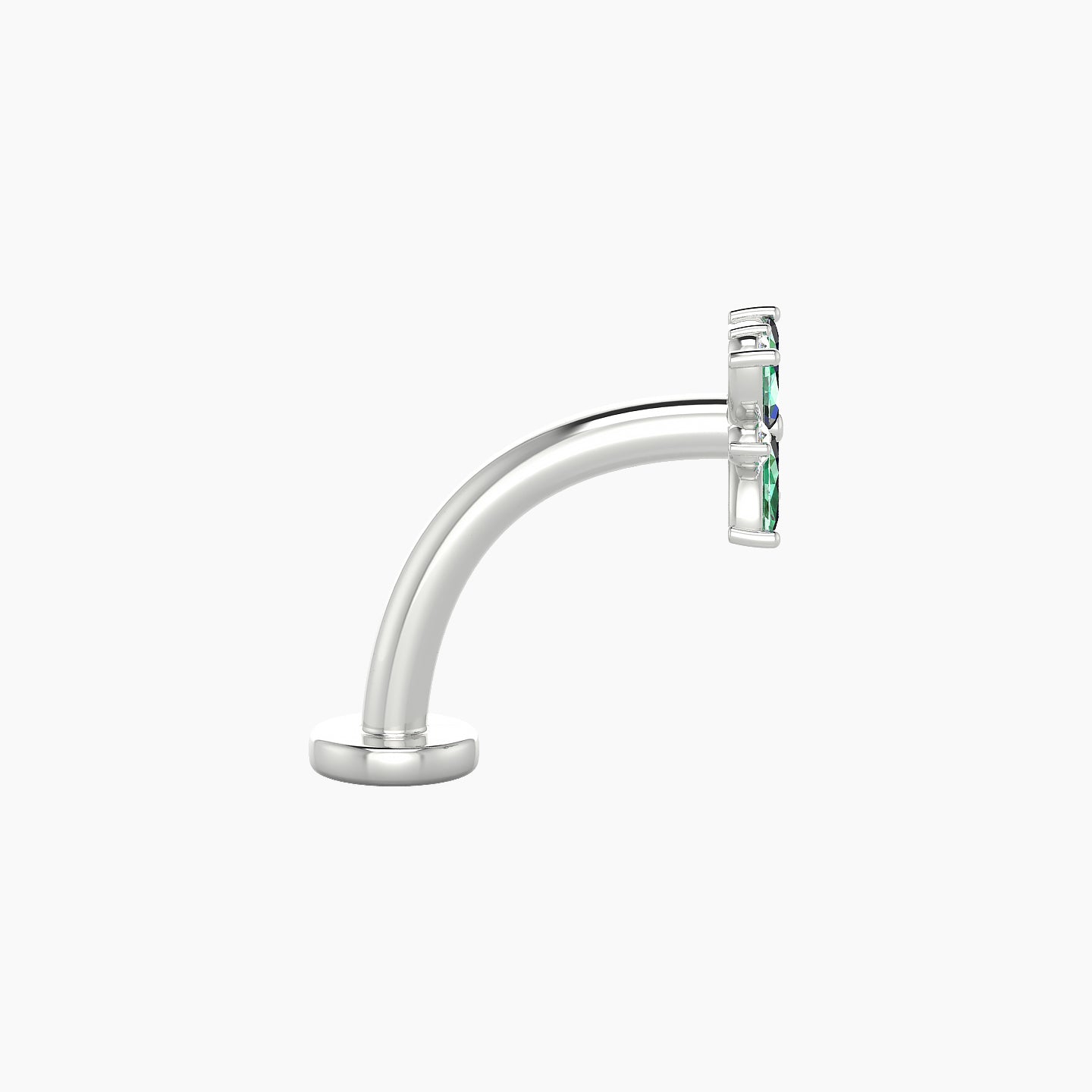 Aurore | 18k White Gold 10 mm 5.5 mm Flower Emerald & Diamond Floating Navel Piercing