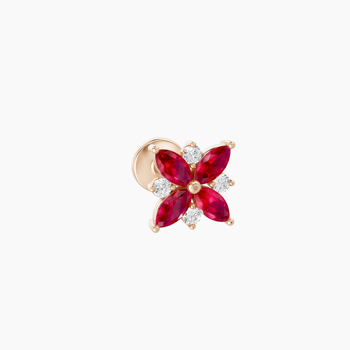 Aurore | 18k Rose Gold 5 mm 5.5 mm Flower Ruby & Diamond Piercing