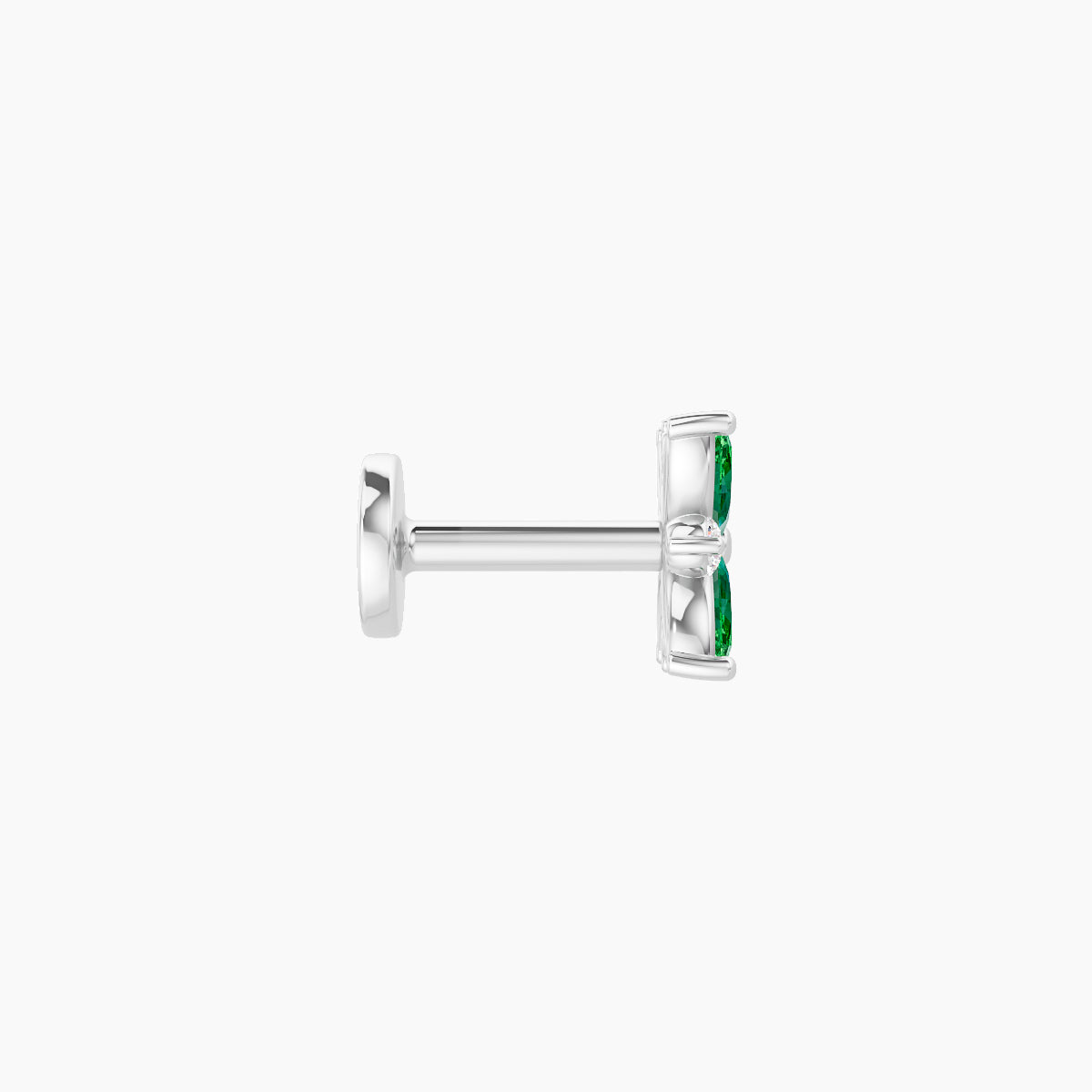 Aurore | 18k White Gold 5 mm 5.5 mm Flower Emerald & Diamond Piercing